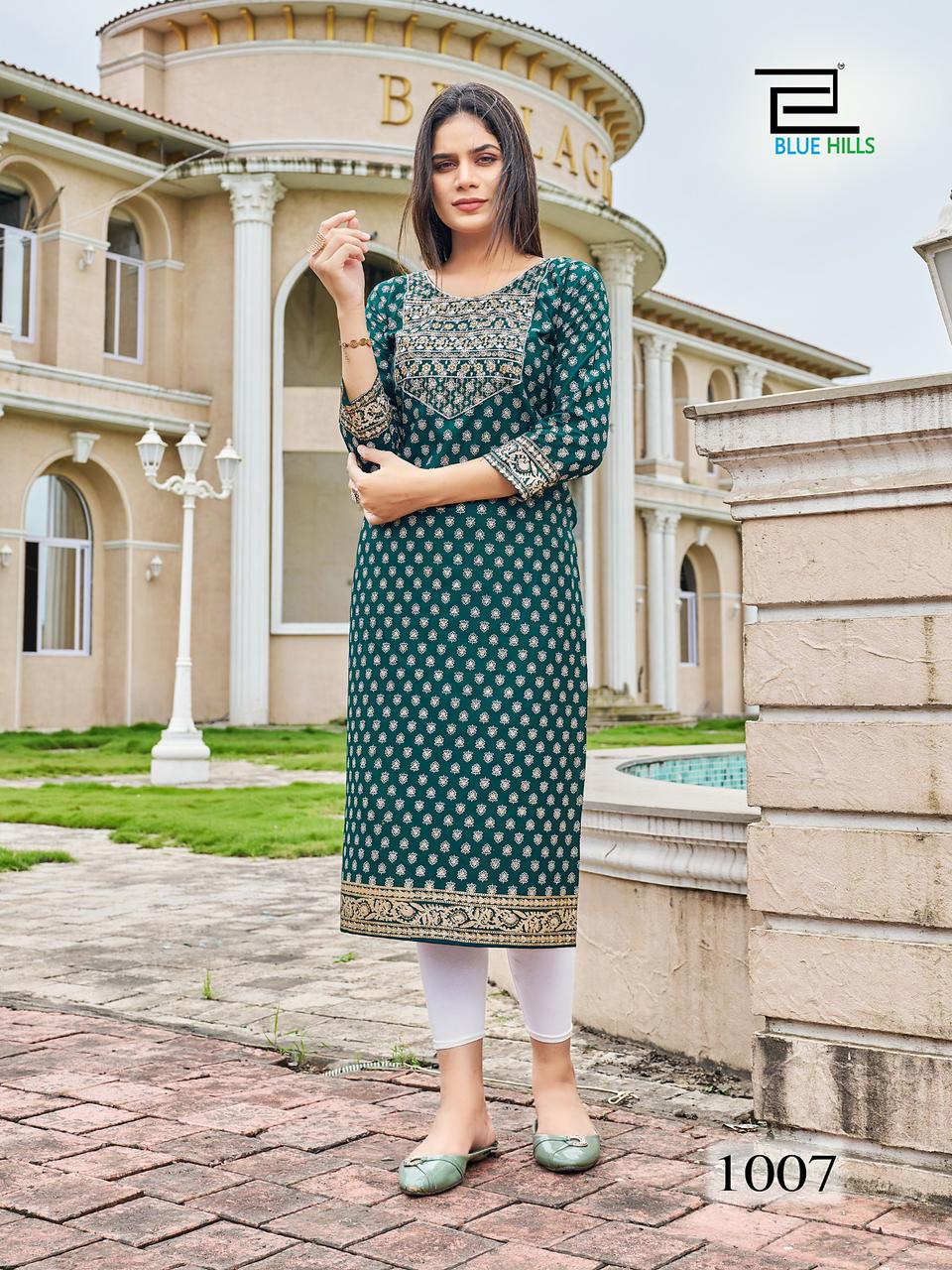 blue hills festival night short vol 1 rayon elegant kurti catalog