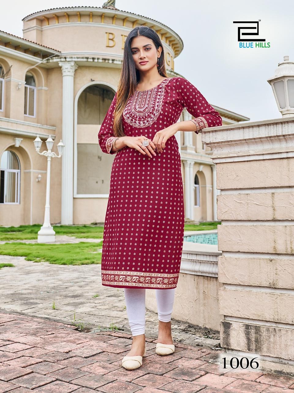 blue hills festival night short vol 1 rayon elegant kurti catalog