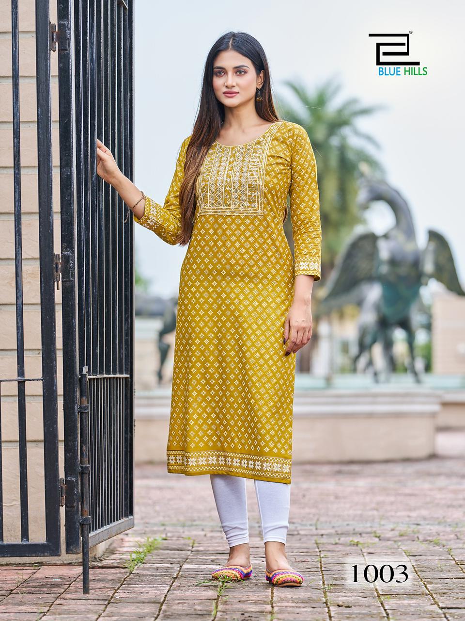 blue hills festival night short vol 1 rayon elegant kurti catalog