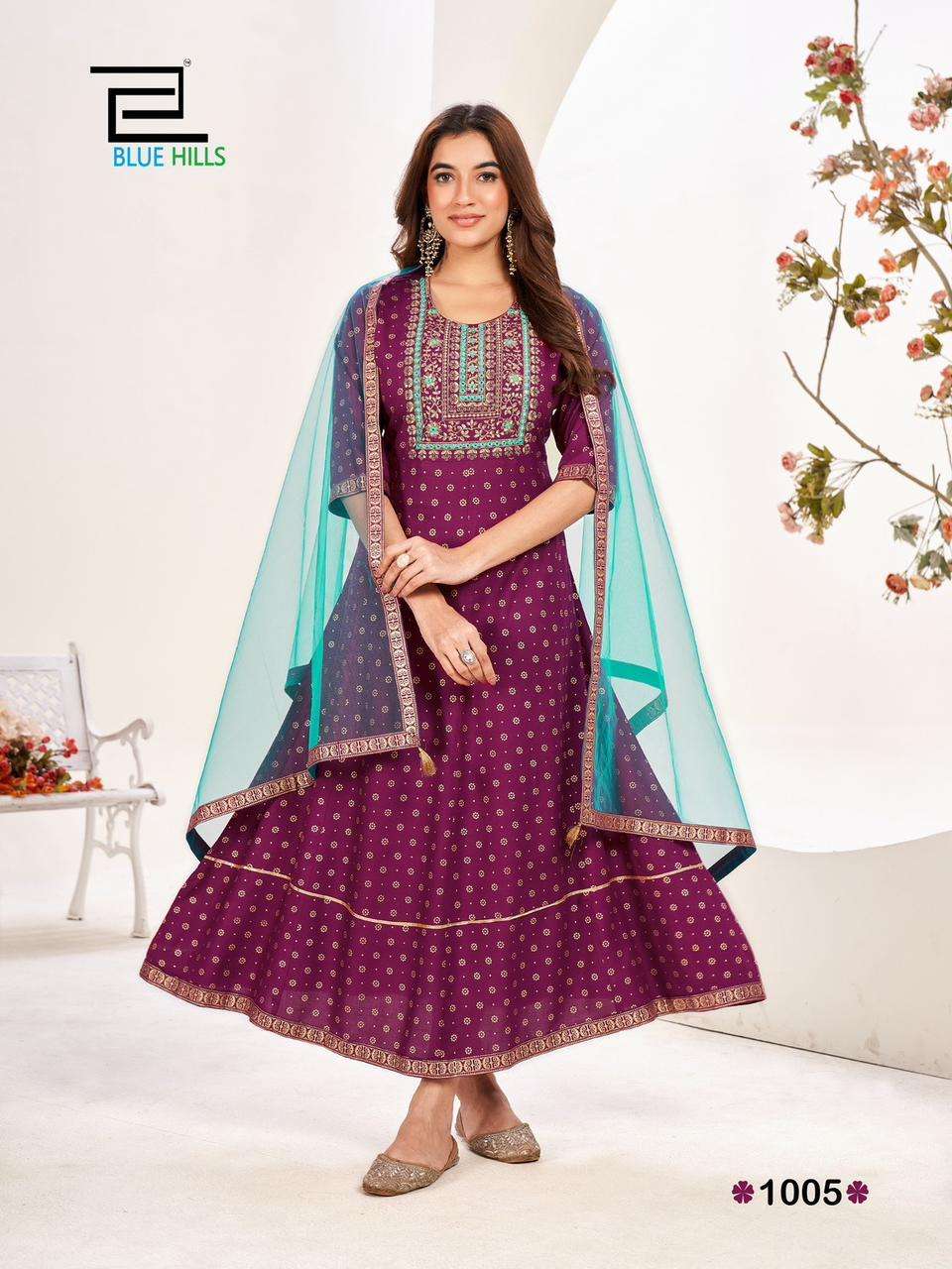 blue hills Manika mage hithe - 20  rayon decent look top bottom with dupatta catalog