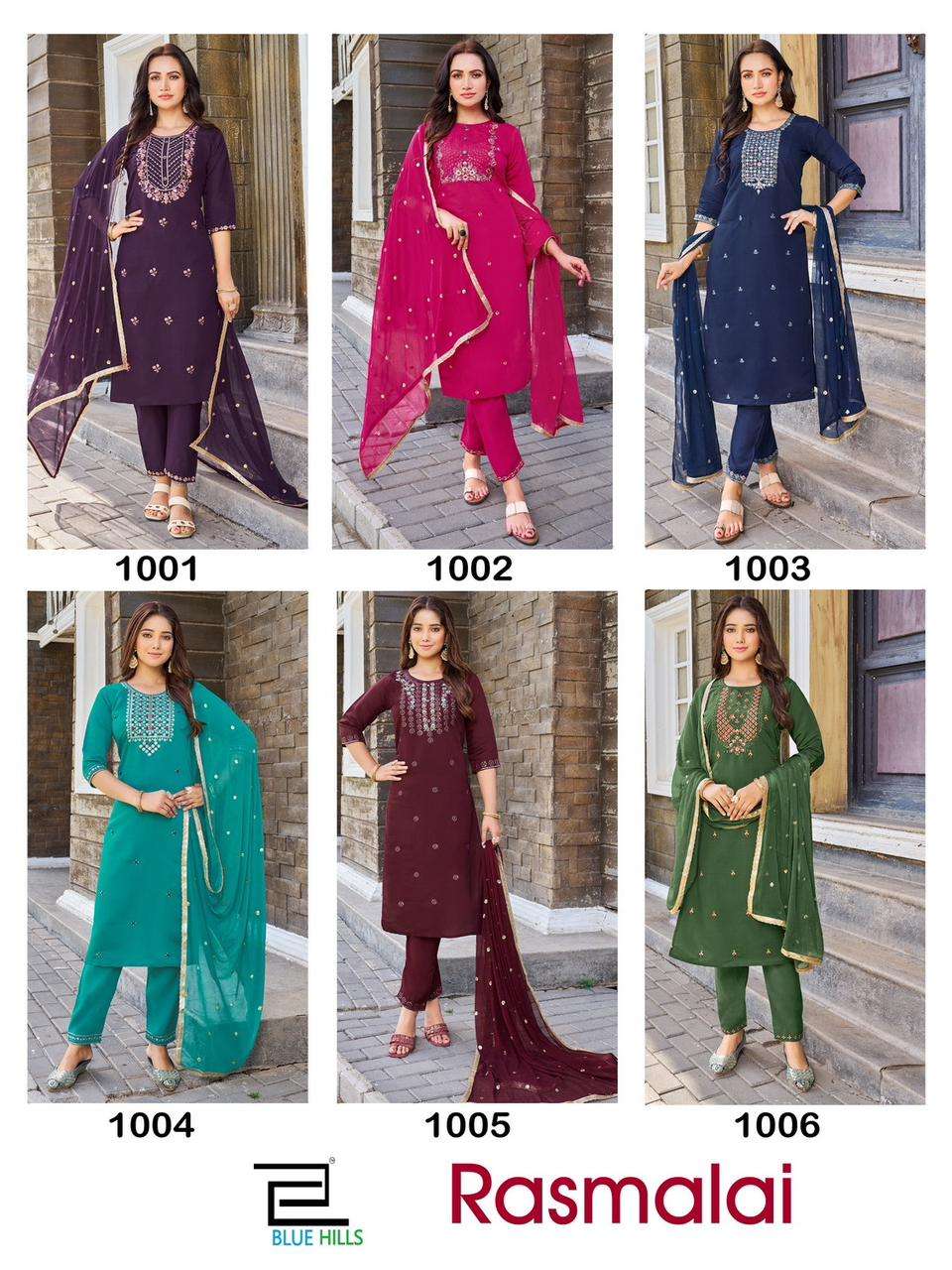 bluehills rasmalai roman silk attrective look kurti bottom with dupatta catalog