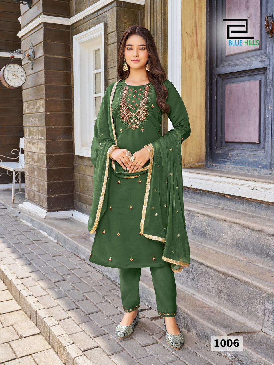 bluehills rasmalai roman silk attrective look kurti bottom with dupatta catalog