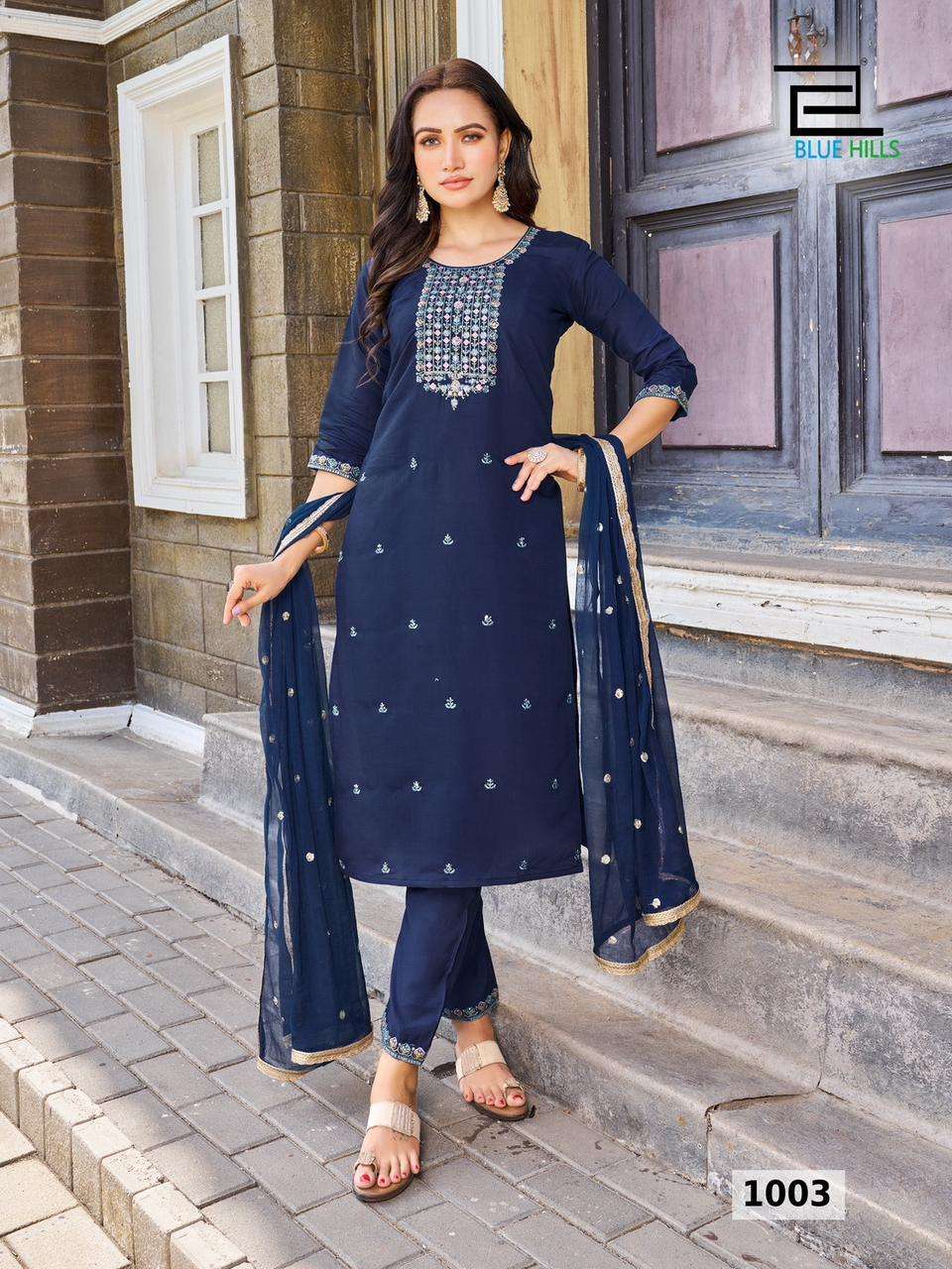 bluehills rasmalai roman silk attrective look kurti bottom with dupatta catalog