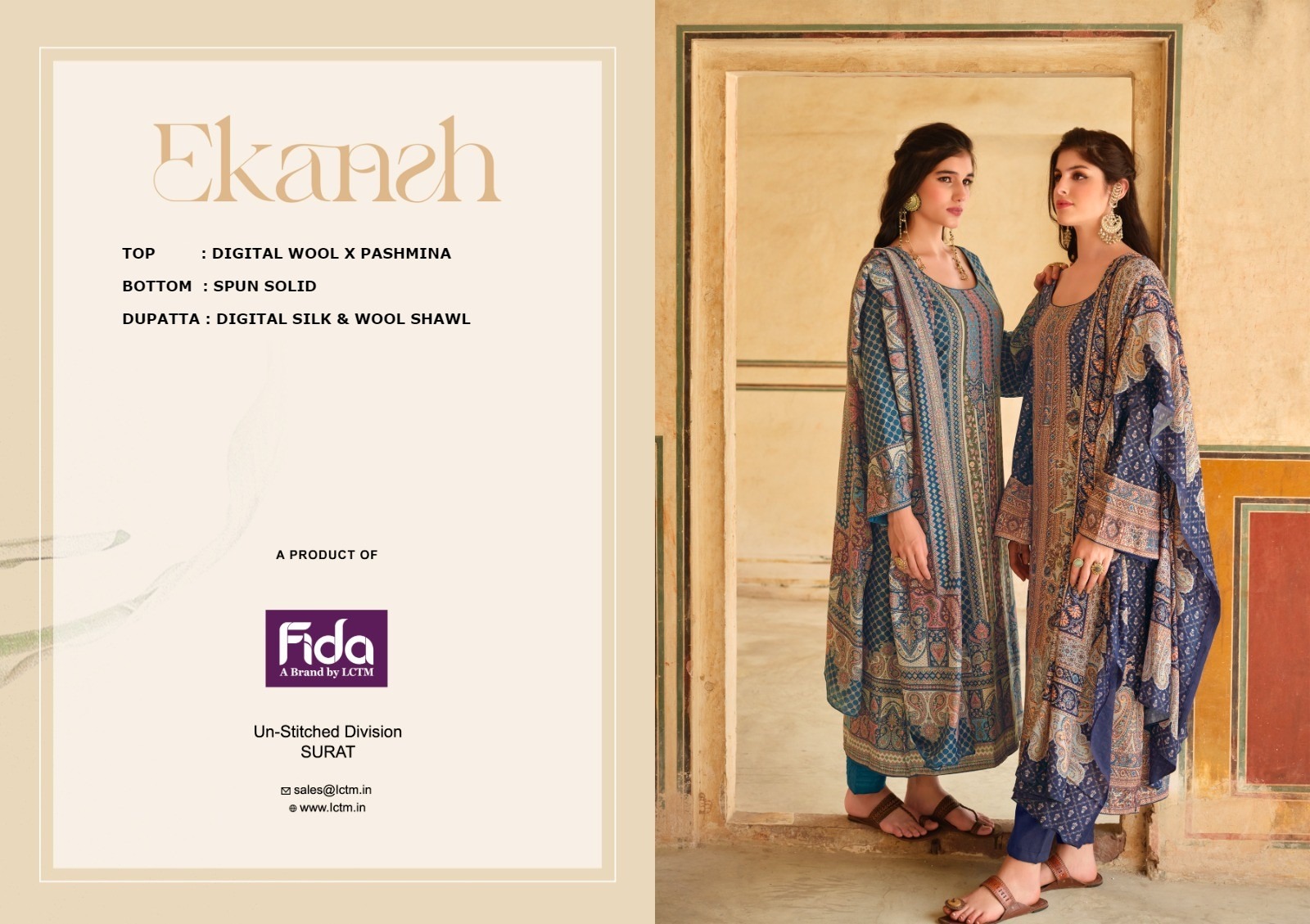 fida ekansh digital wool pashmina catchy look salwar suit catalog