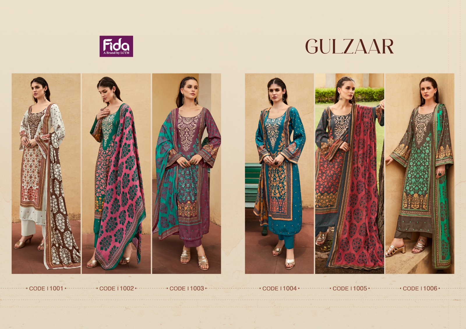 fida gulzaar digital wool pashmina gourgeus look salwar suit catalog