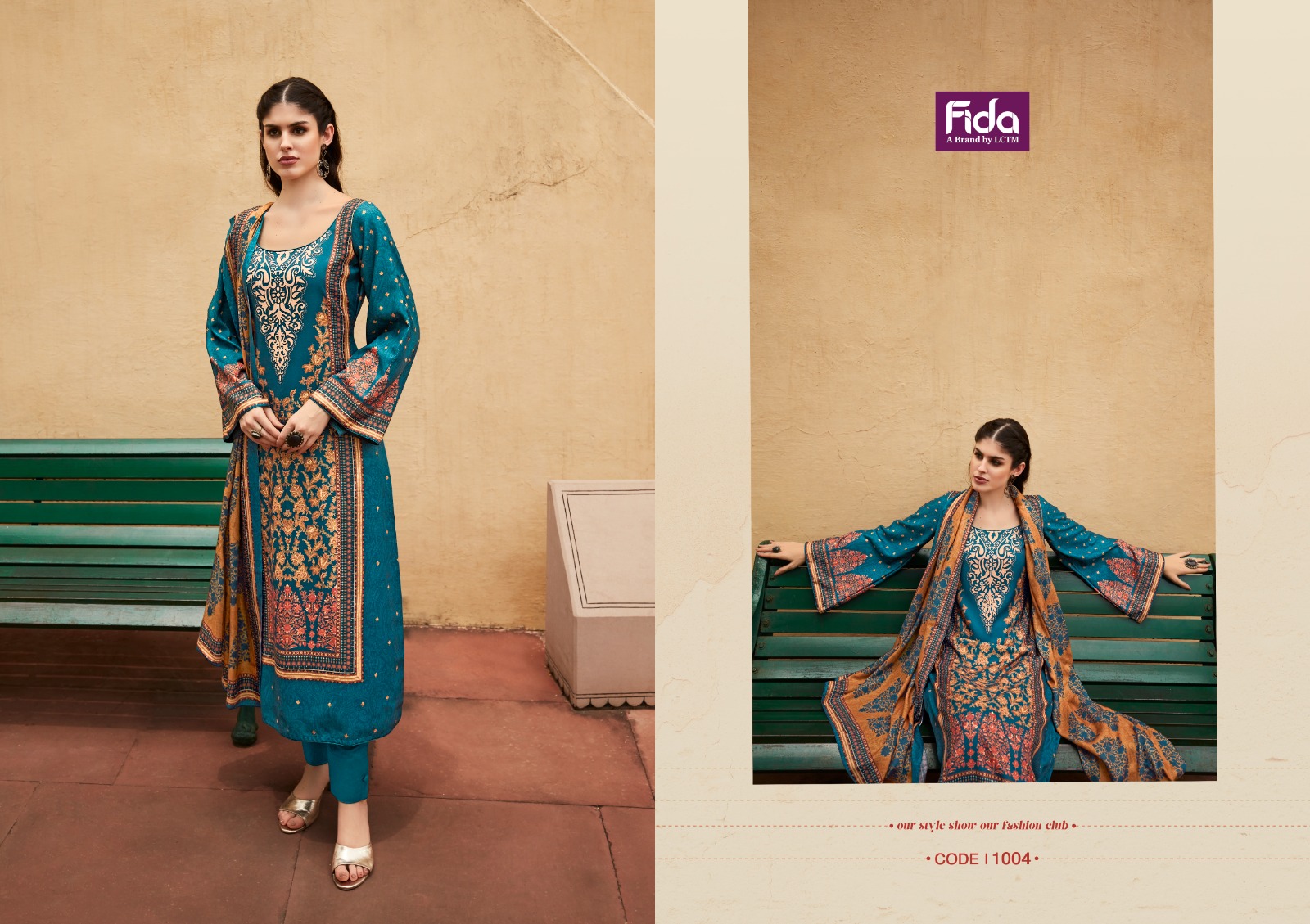 fida gulzaar digital wool pashmina gourgeus look salwar suit catalog