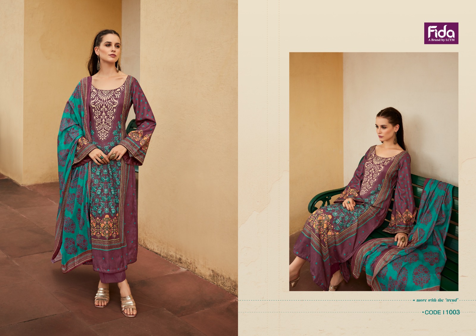 fida gulzaar digital wool pashmina gourgeus look salwar suit catalog