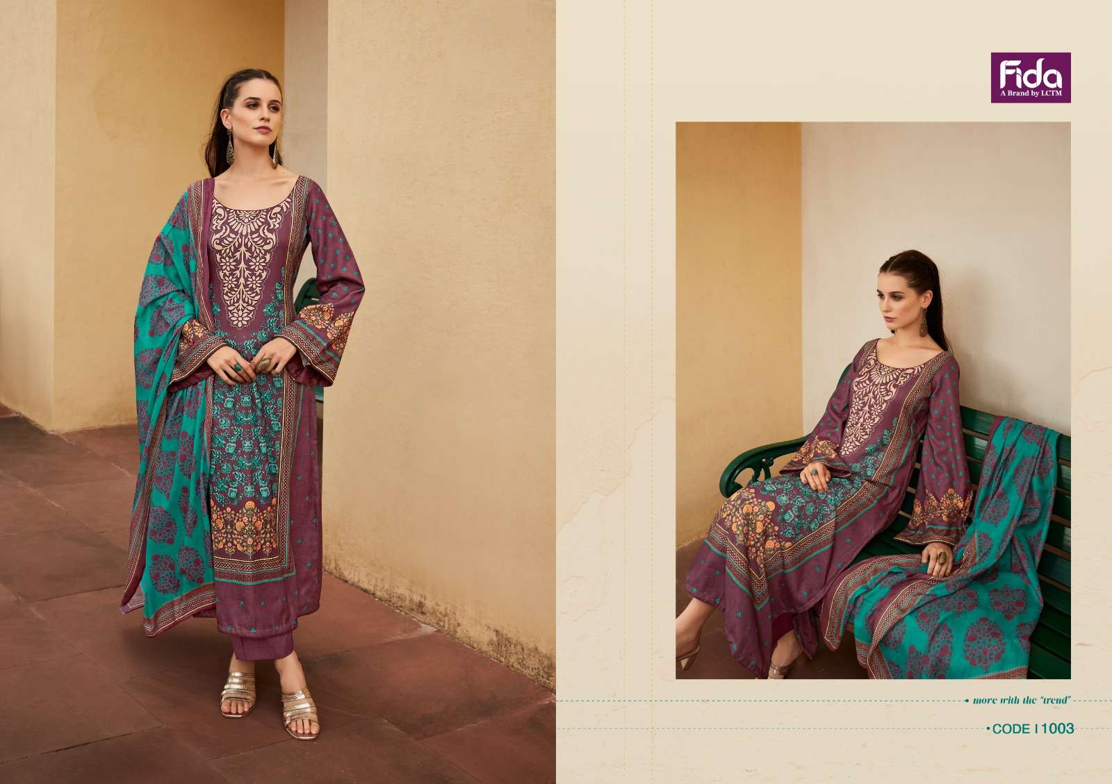 fida international gulzaar digital wool pashmina catchy look salwar suit catalog