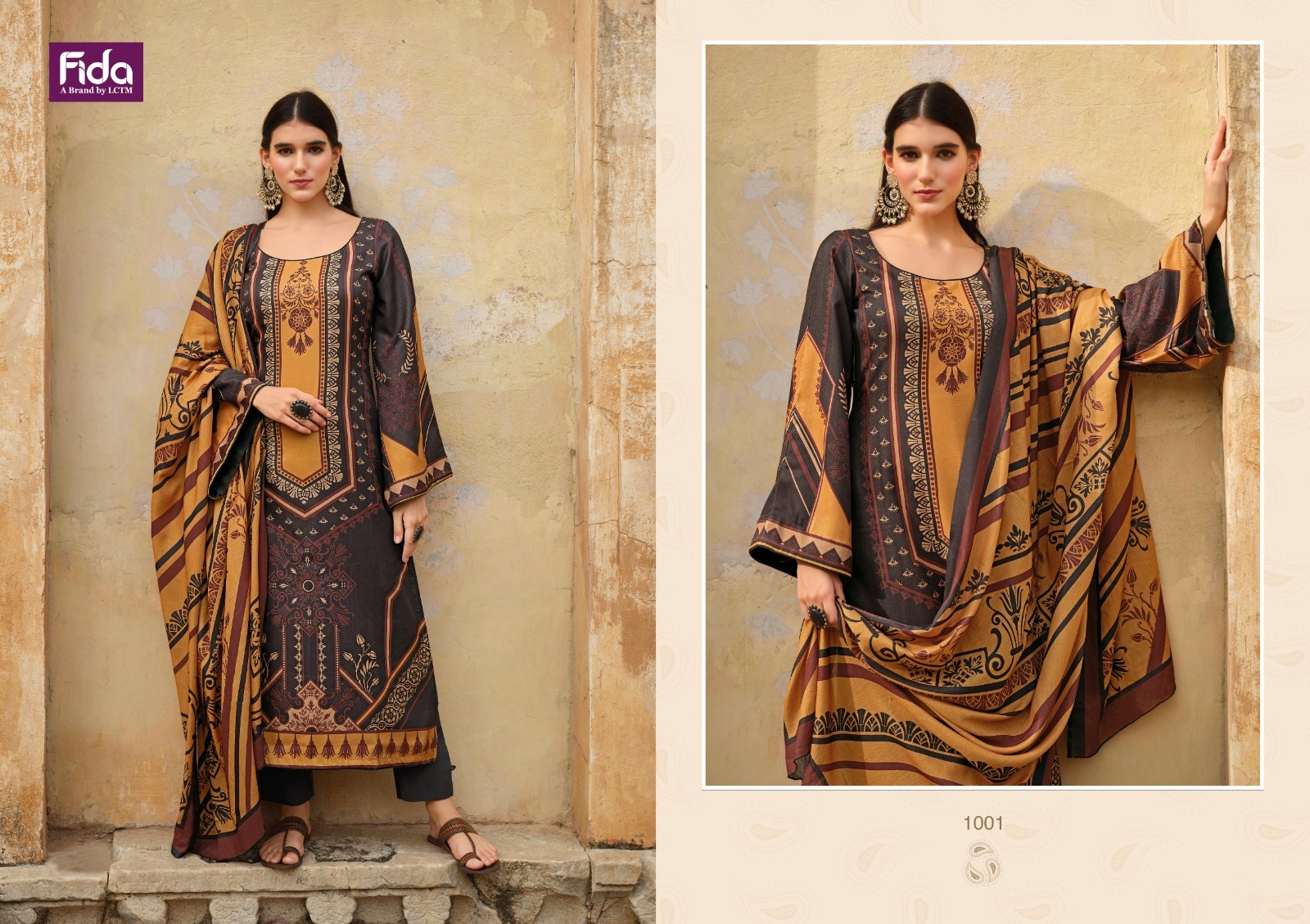 fida zaara digital wool pashmina catchy look print salwar suit catalog