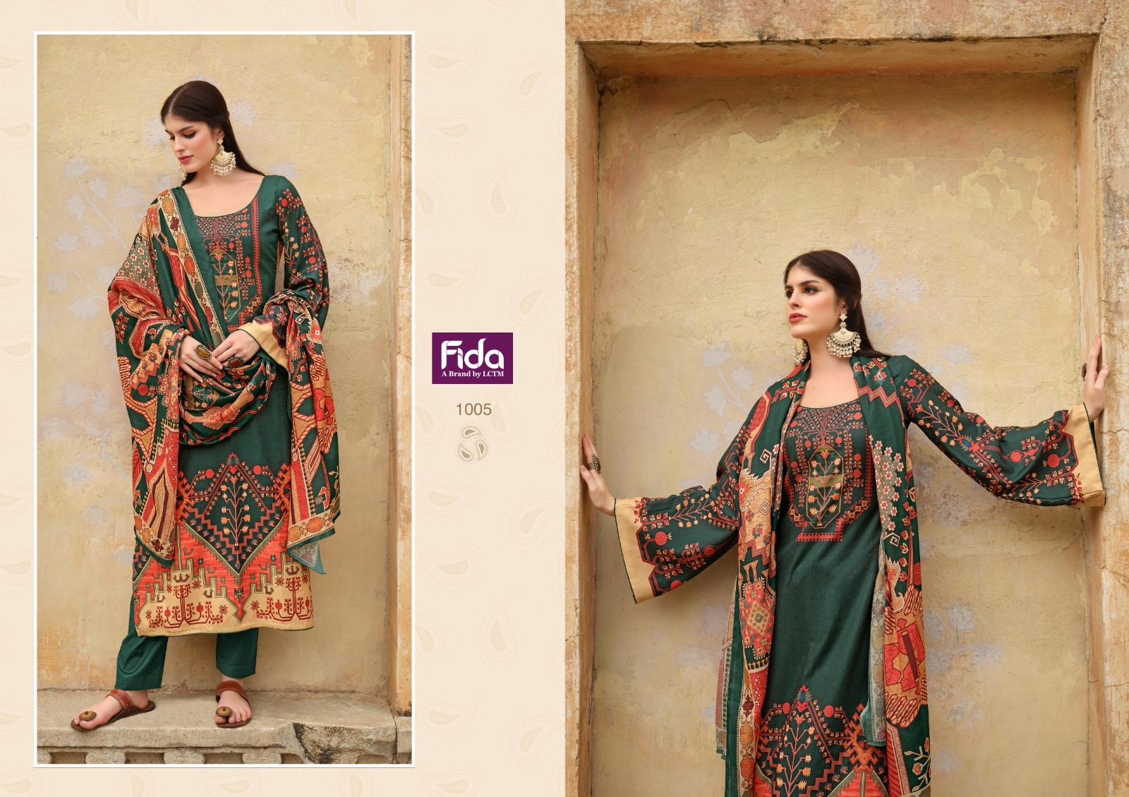 fida zaara digital wool pashmina catchy look print salwar suit catalog