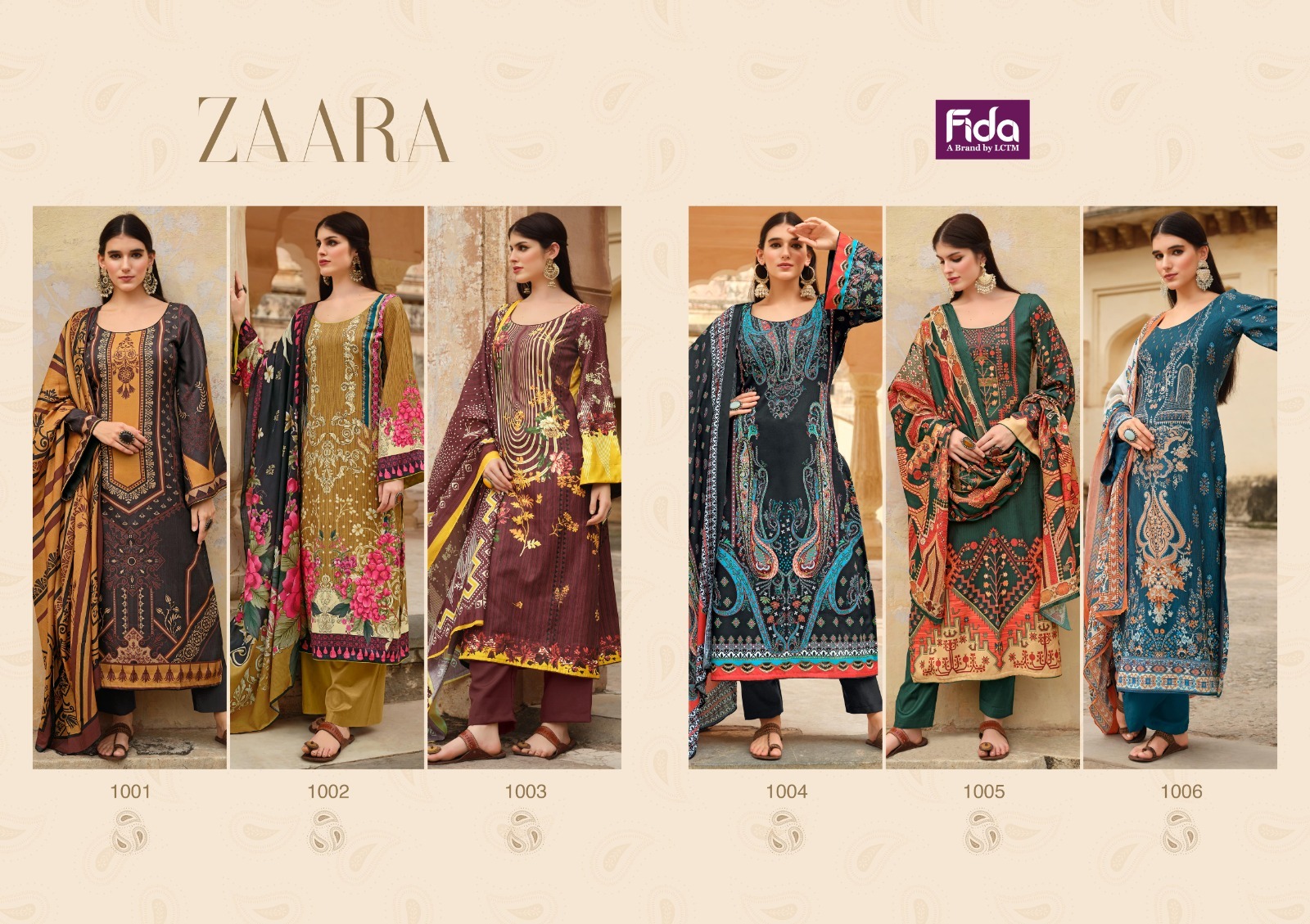 fida zaara digital wool pashmina catchy look print salwar suit catalog