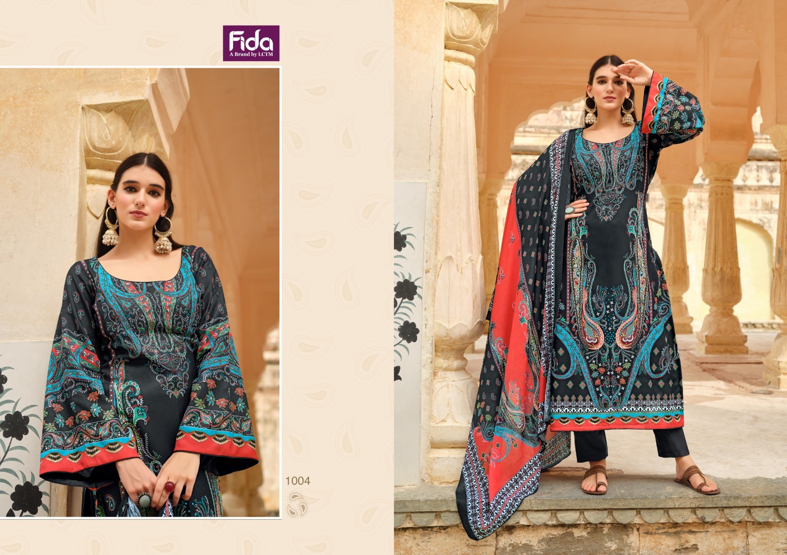 fida zaara digital wool pashmina catchy look print salwar suit catalog