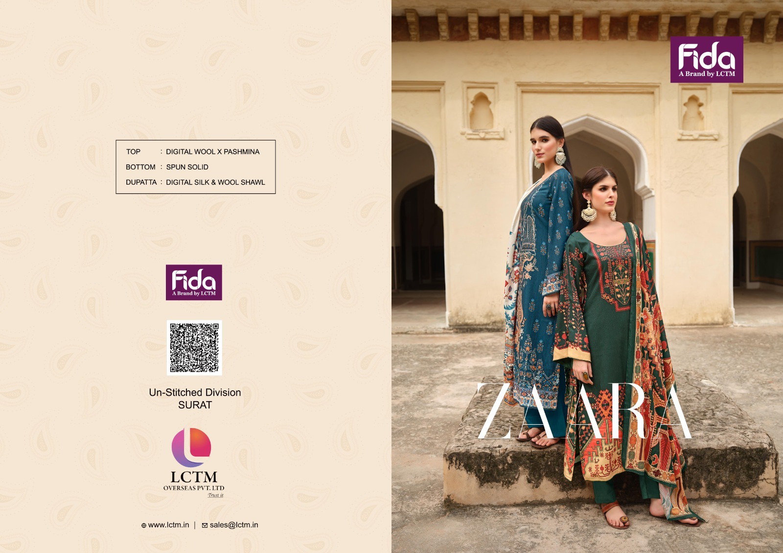 fida zaara digital wool pashmina catchy look print salwar suit catalog