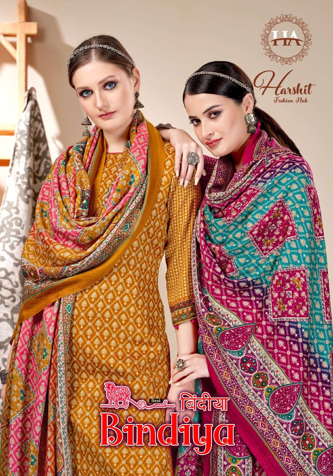 harshit fashion alok suit bindiya Premium Finest Pashmina print salwar suit catalog