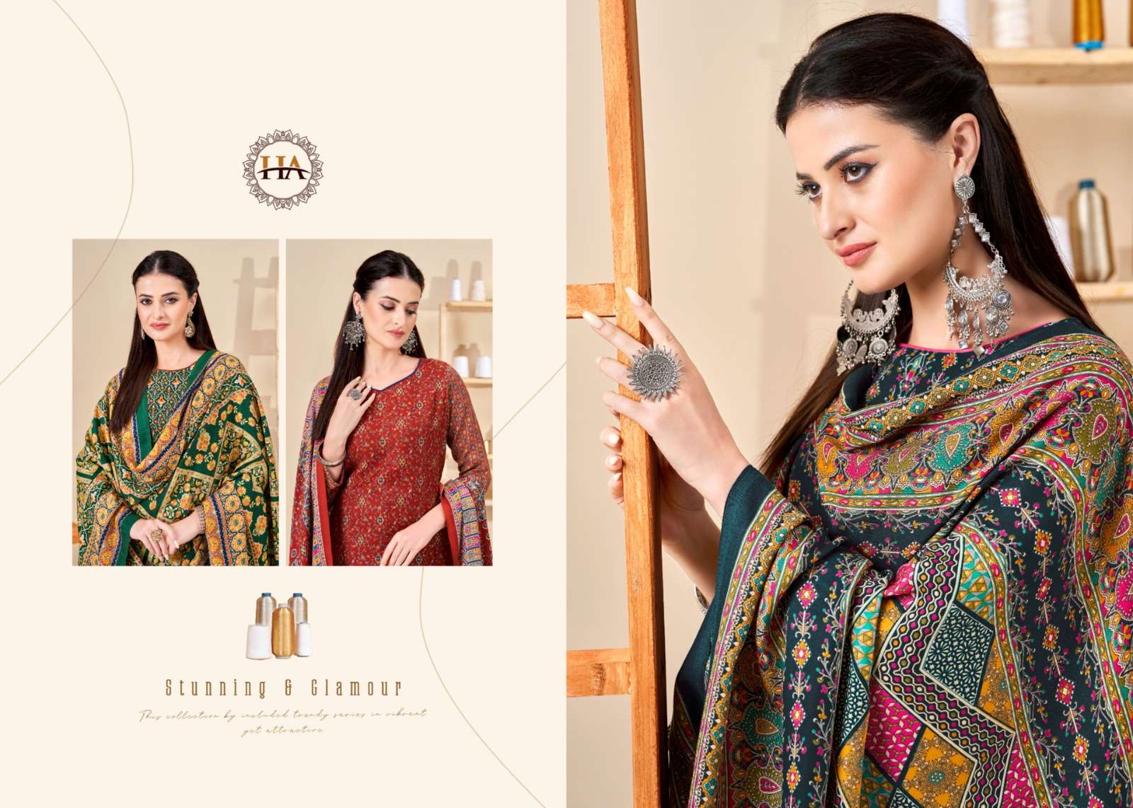 harshit fashion alok suit nakashi pashmina exclusive print salwar suit catalog