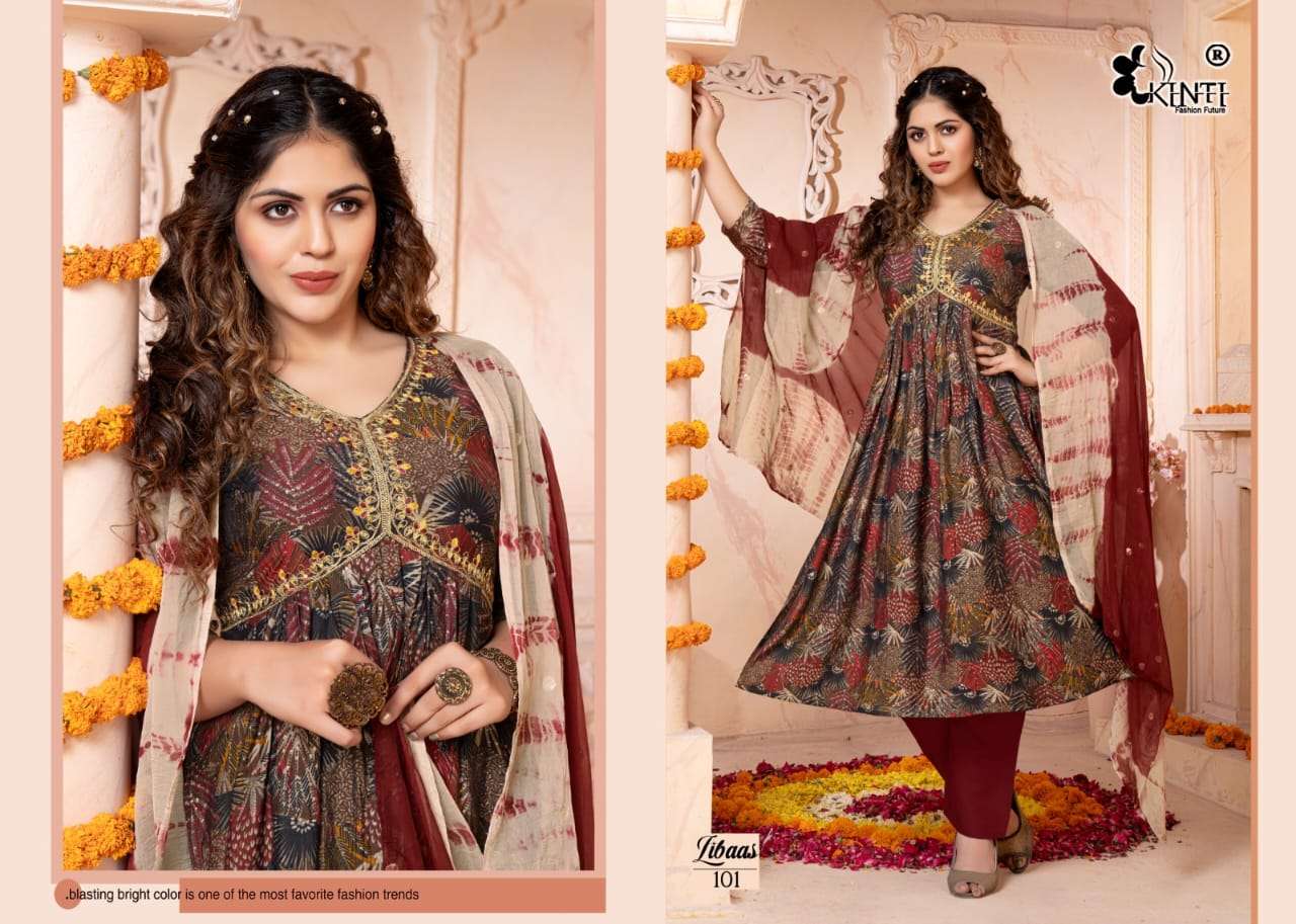 kinti libbas roman silk innovative look kurti with bottom with dupatta catalog