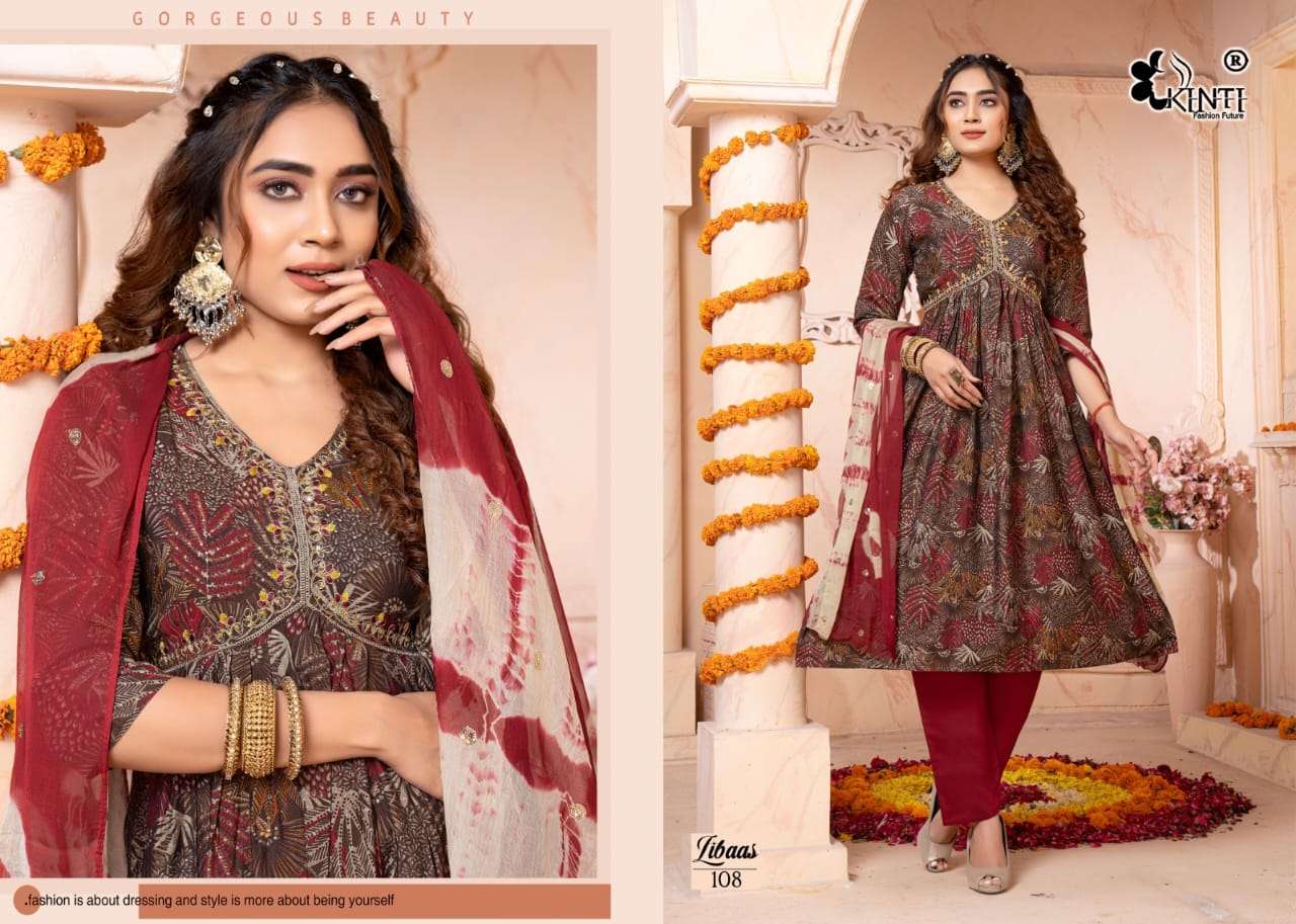 kinti libbas roman silk innovative look kurti with bottom with dupatta catalog