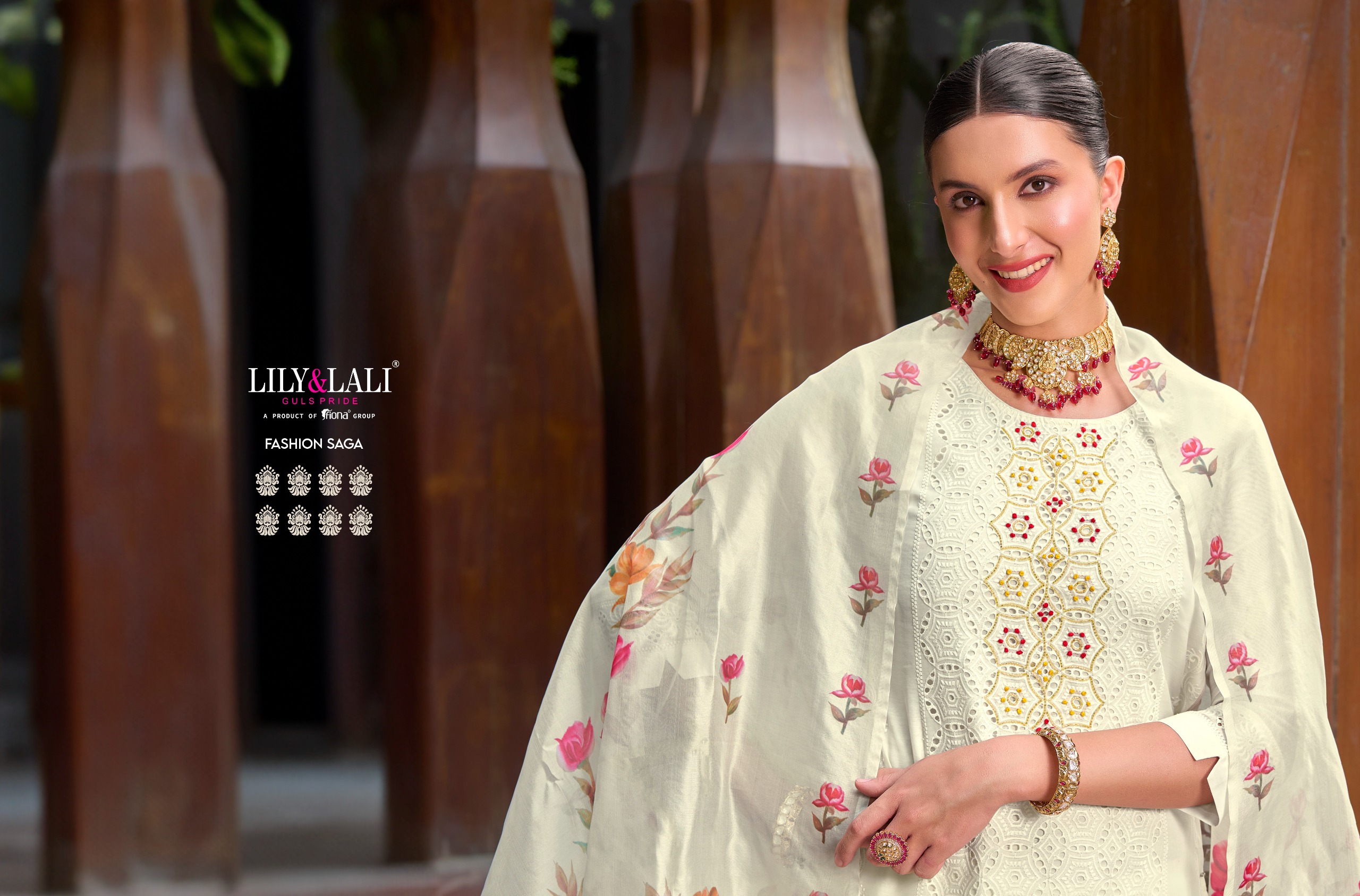 lily and lali Chikankari Vol 2 chanderi silk attrective look kurti bottom with dupatta catalog