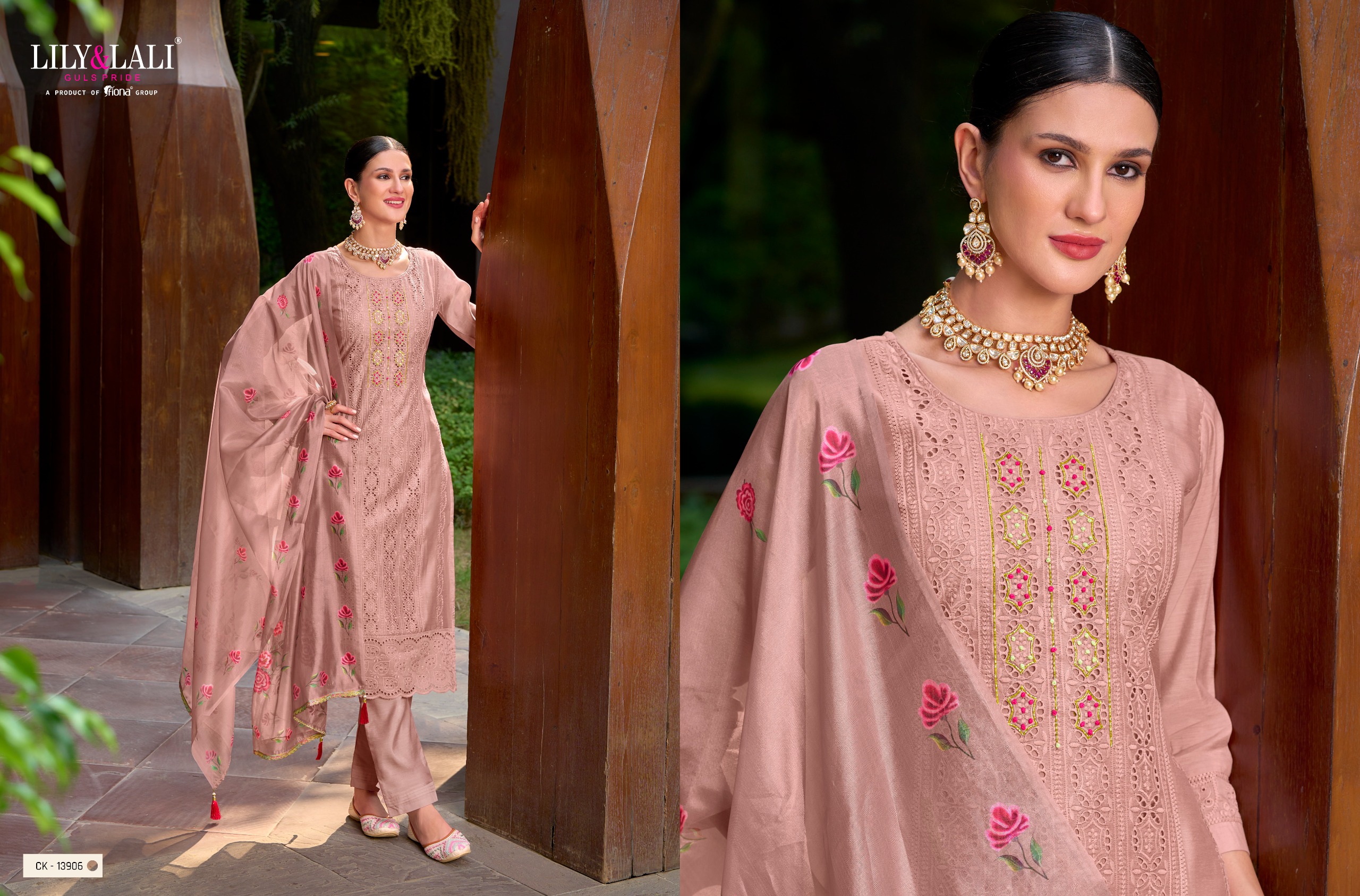 lily and lali Chikankari Vol 2 chanderi silk attrective look kurti bottom with dupatta catalog