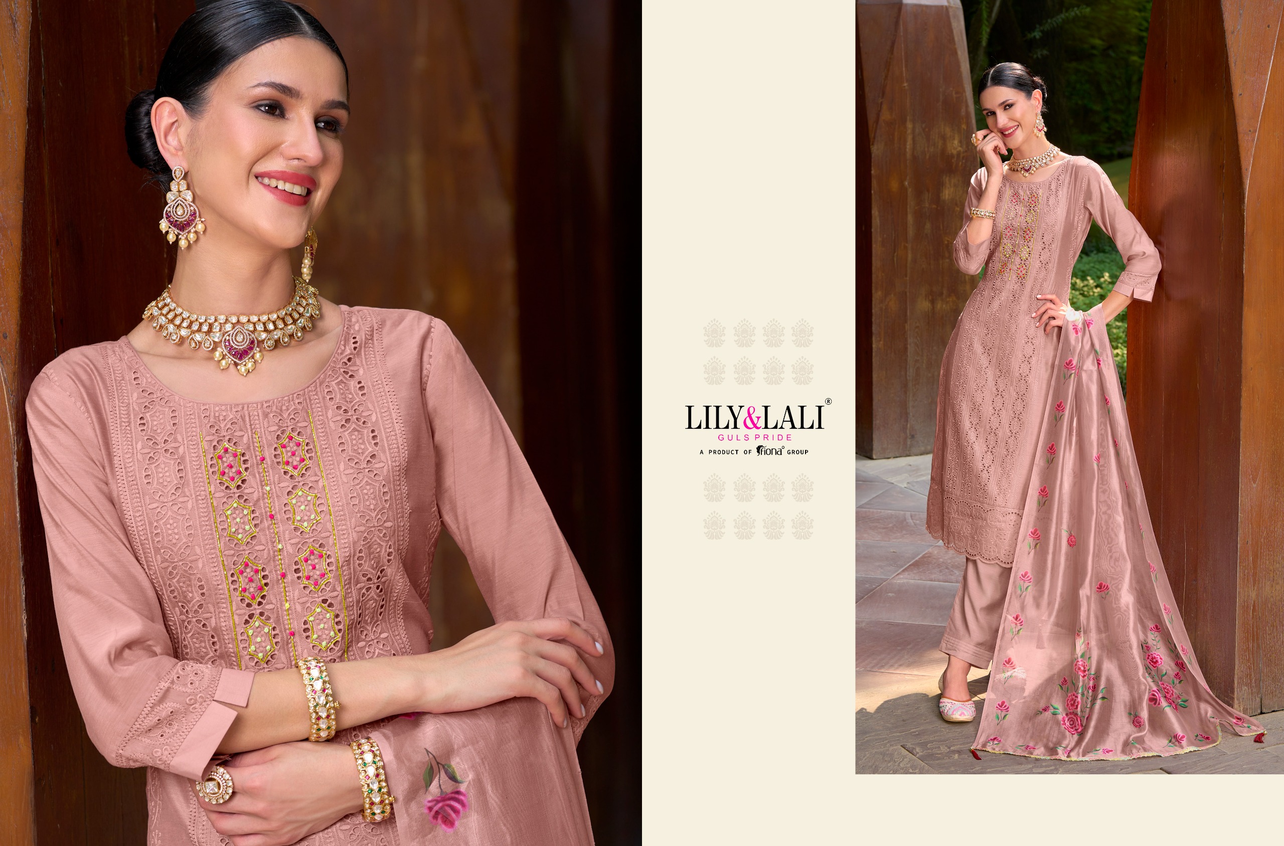 lily and lali Chikankari Vol 2 chanderi silk attrective look kurti bottom with dupatta catalog