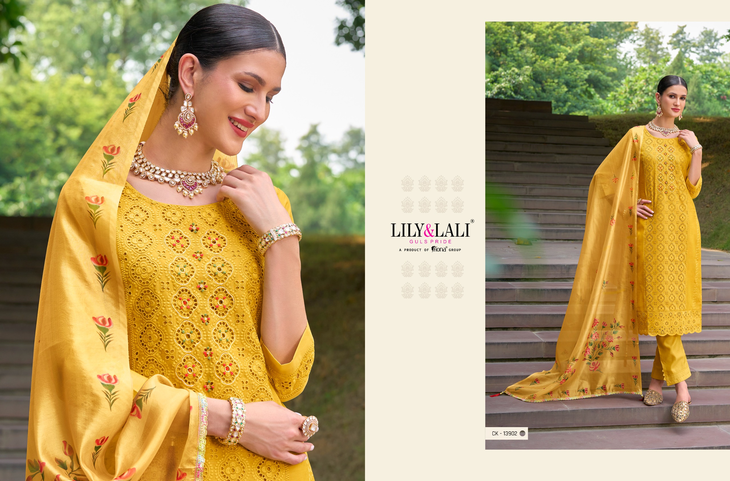 lily and lali Chikankari Vol 2 chanderi silk attrective look kurti bottom with dupatta catalog