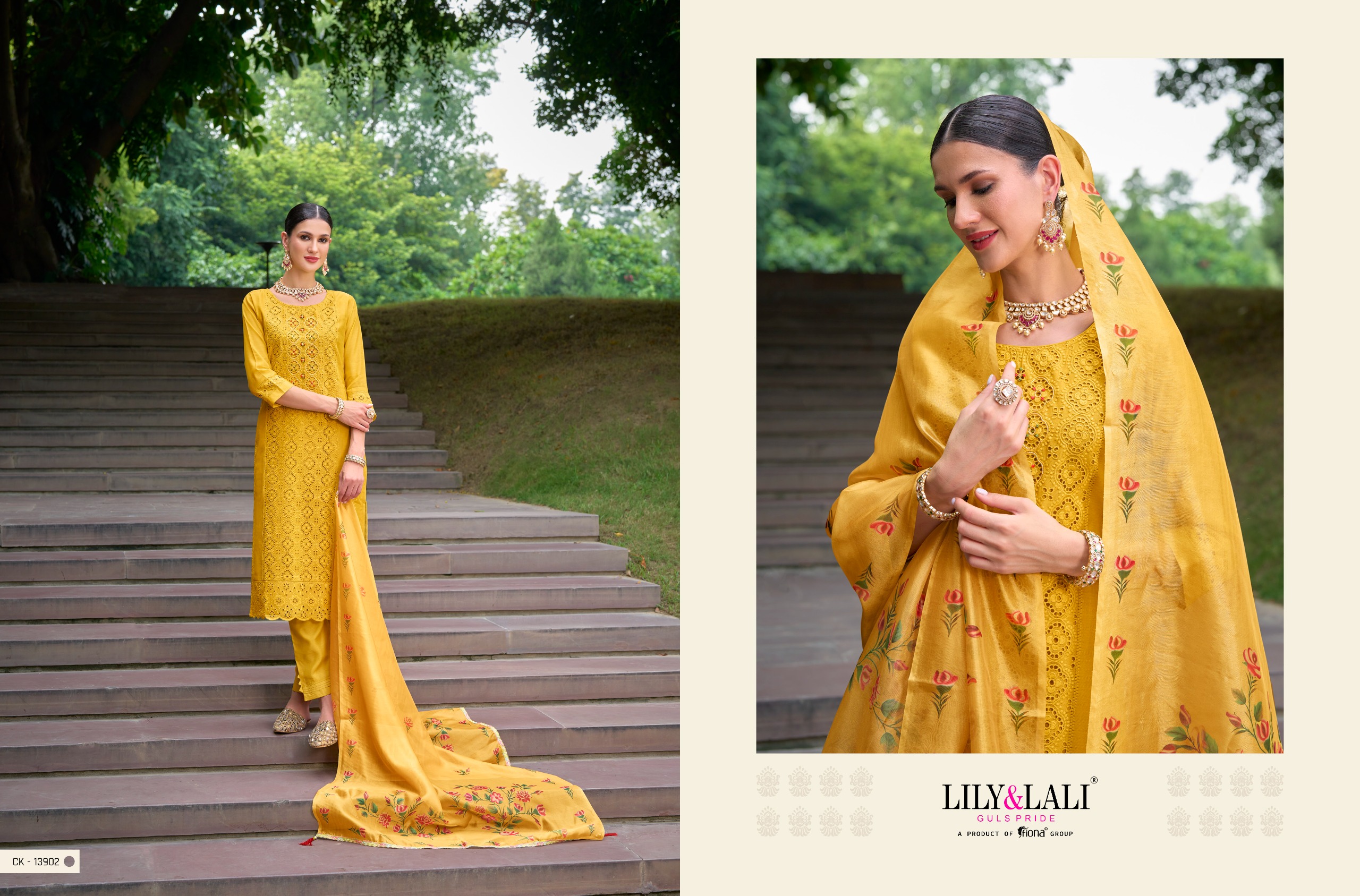 lily and lali Chikankari Vol 2 chanderi silk attrective look kurti bottom with dupatta catalog