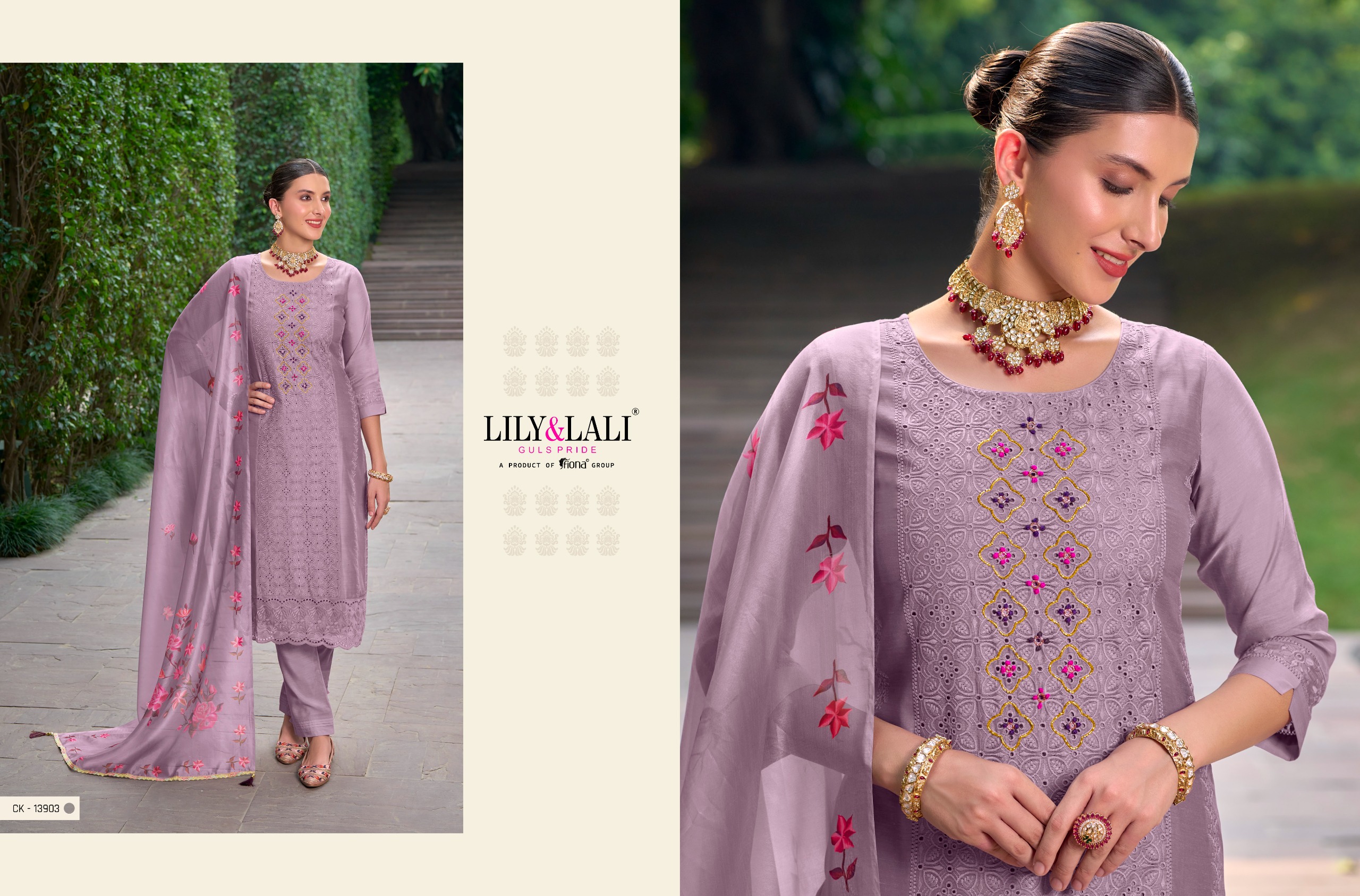 lily and lali Chikankari Vol 2 chanderi silk attrective look kurti bottom with dupatta catalog