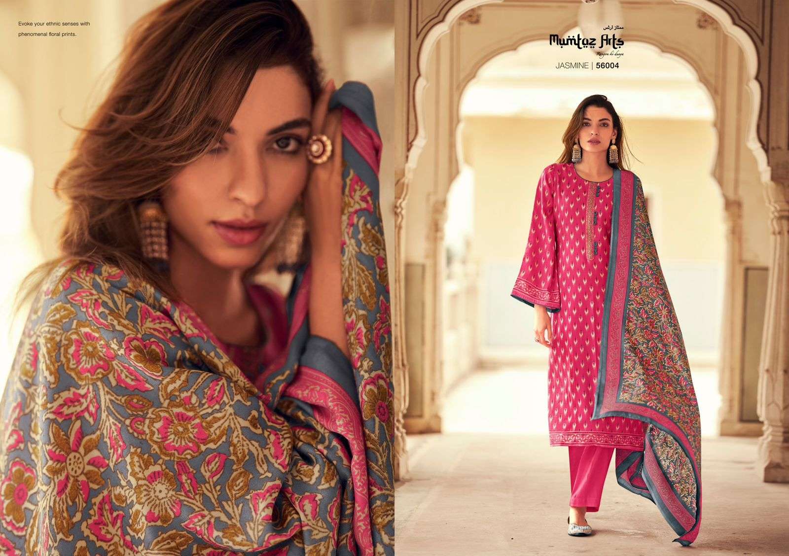 mumtaz arts jasmine pashmina exclusive print salwar suit catalog