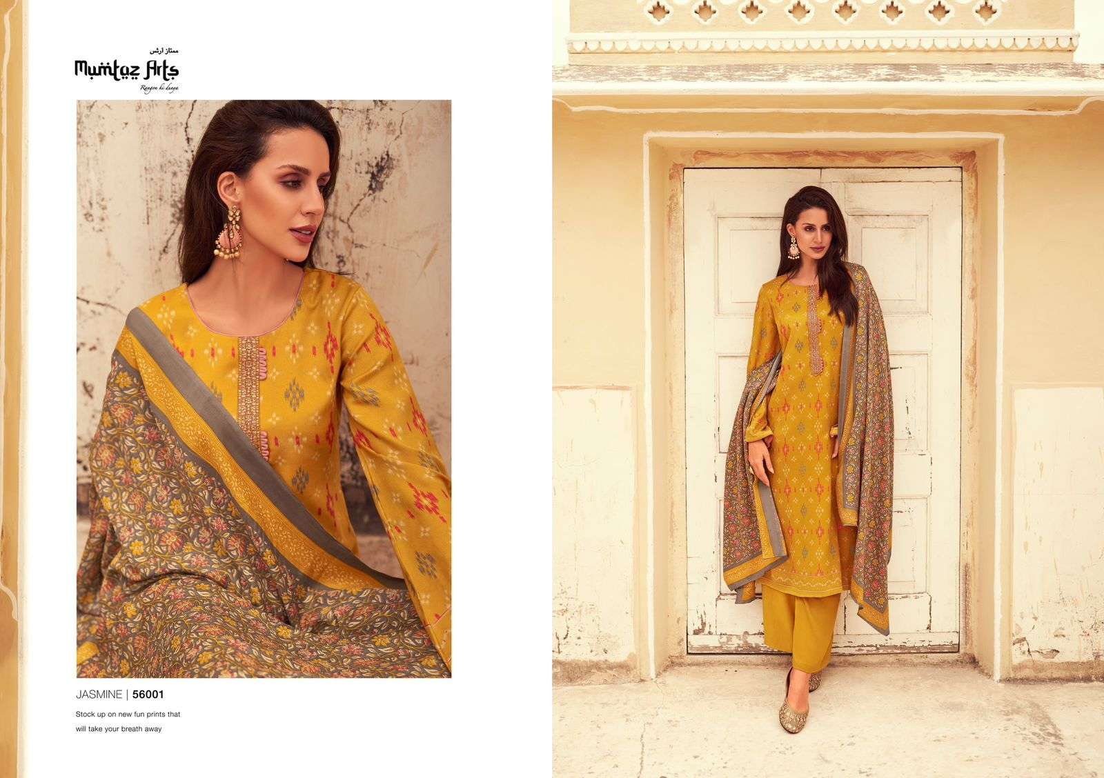 mumtaz arts jasmine pashmina exclusive print salwar suit catalog