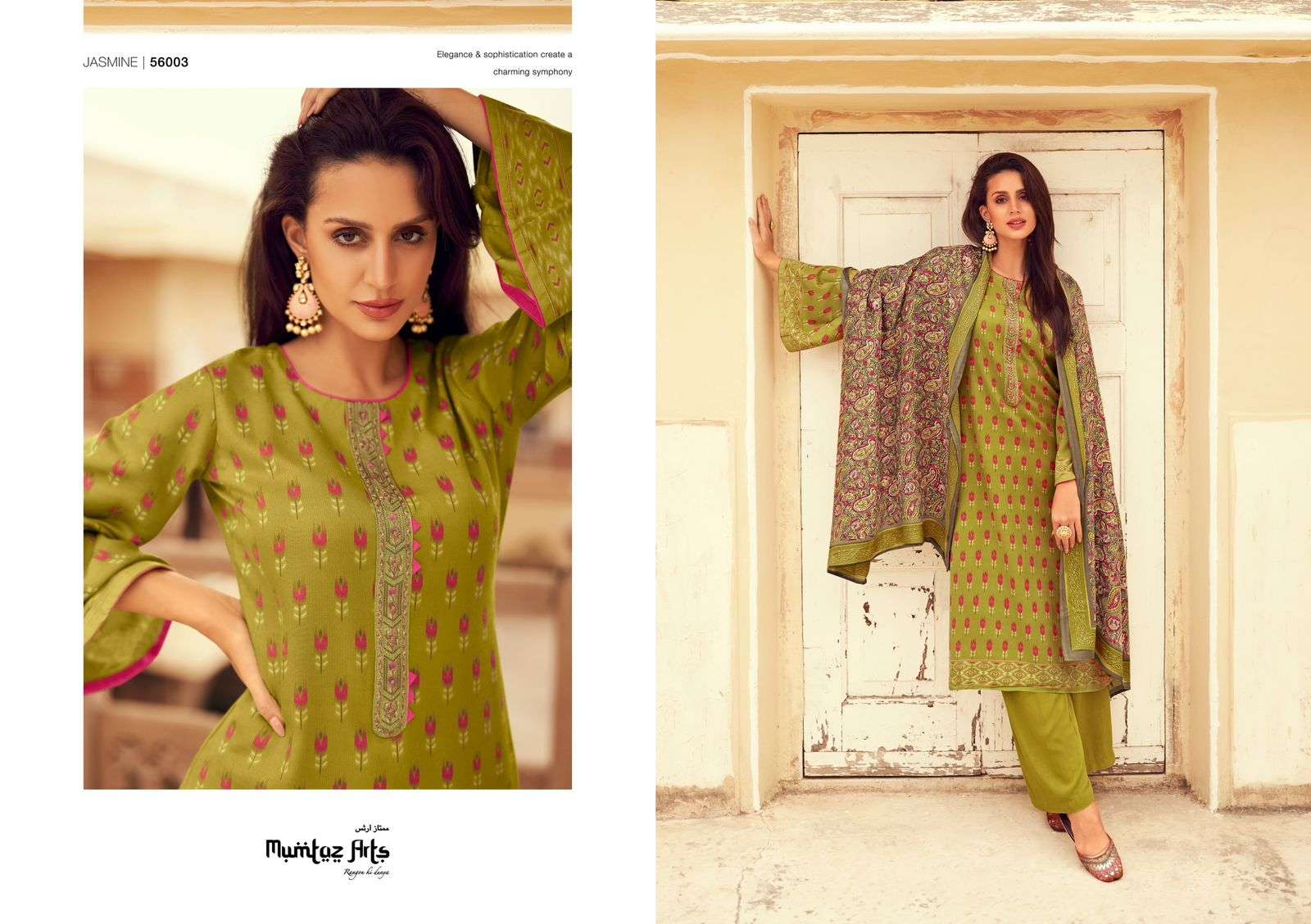 mumtaz arts jasmine pashmina exclusive print salwar suit catalog