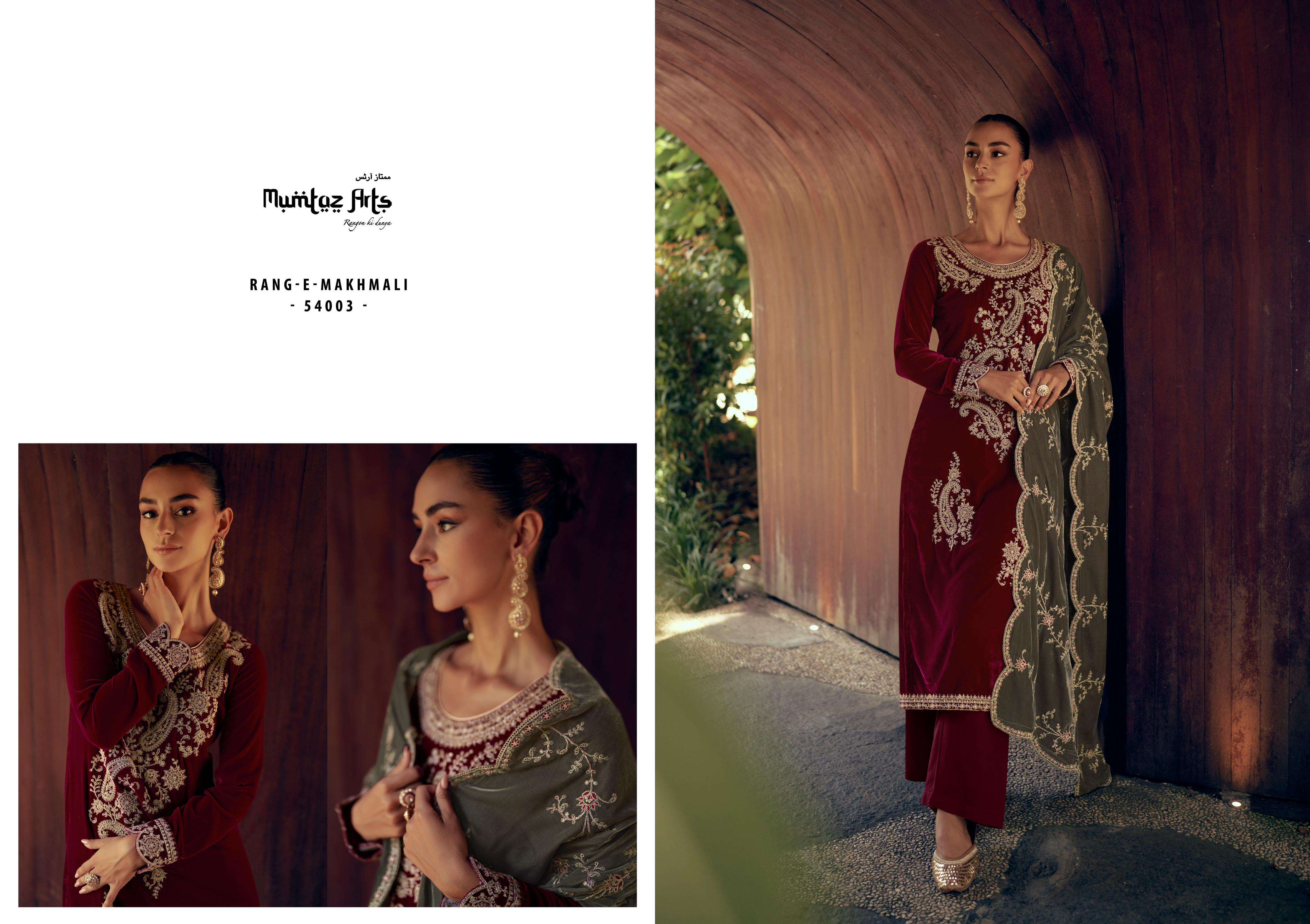 mumtaz arts rang e makhmali velvet attrective print salwar suit catalog