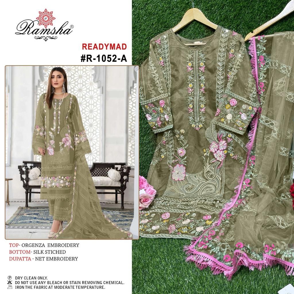 ramsha ramsha r 1052 orgenza elegant look kurti bottom with dupatta size set