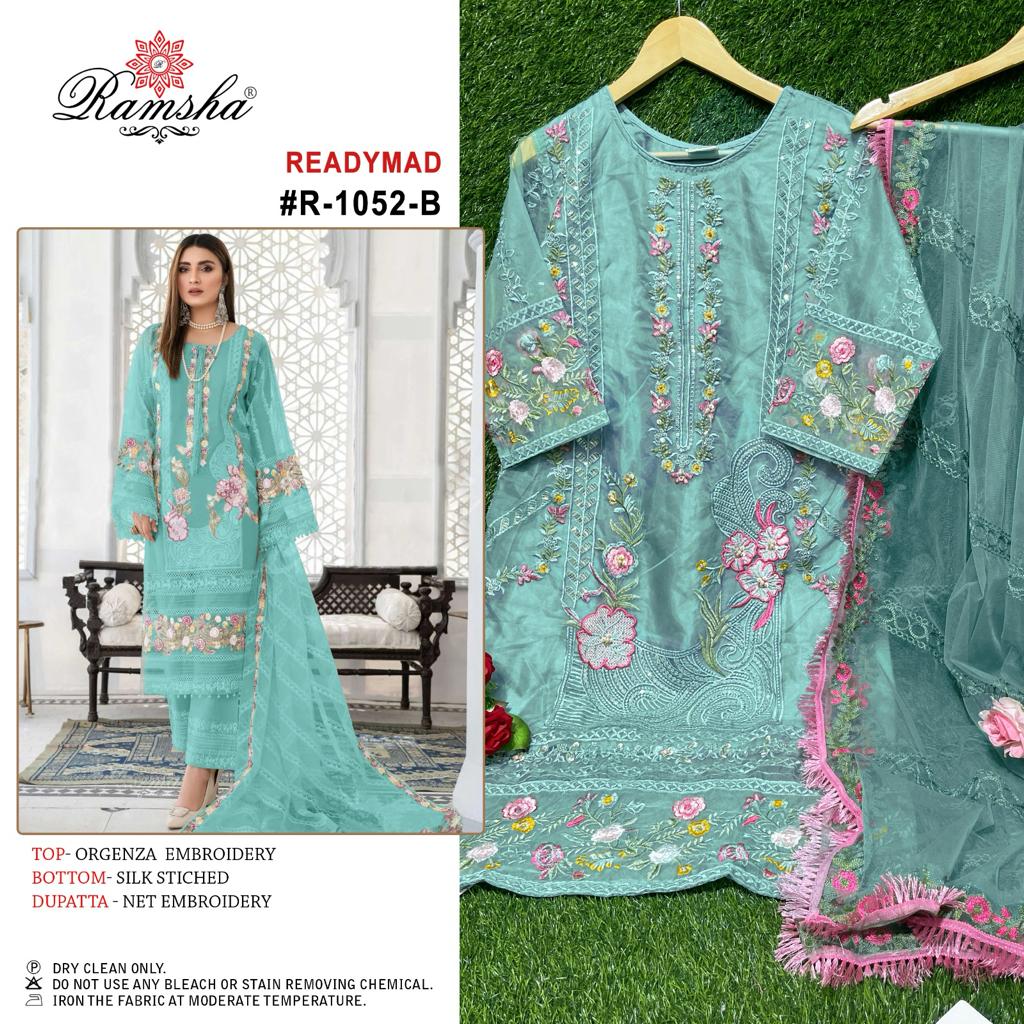 ramsha ramsha r 1052 orgenza elegant look kurti bottom with dupatta size set