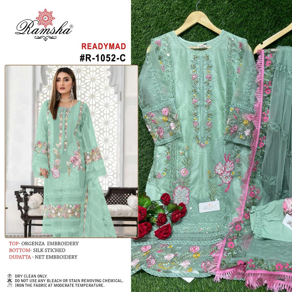 ramsha ramsha r 1052 orgenza elegant look kurti bottom with dupatta size set