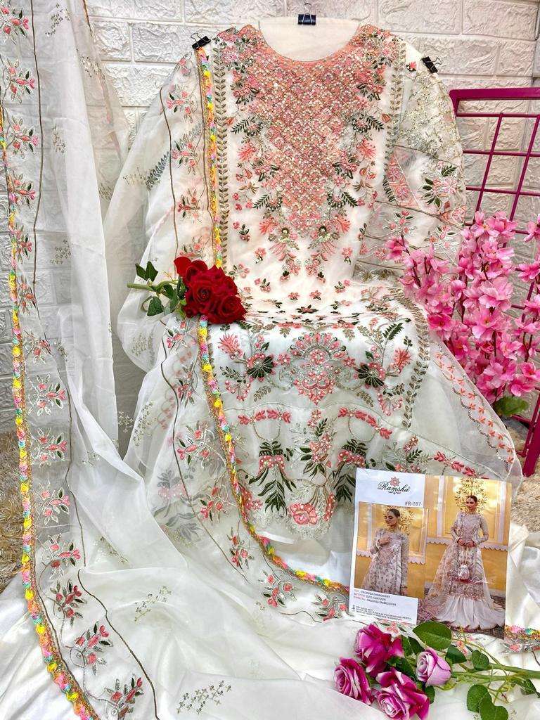 ramsha ramsha r 597 orgenza decent  look salwar suit single