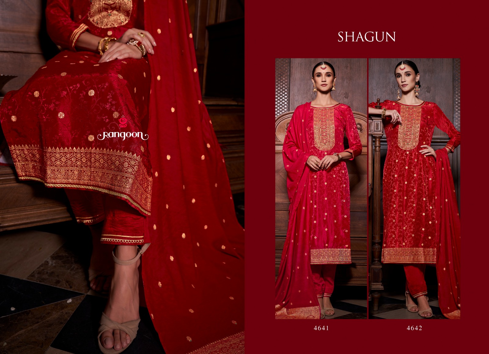 rangoon shagun jecaurd regal look top bottom with dupatta catalog