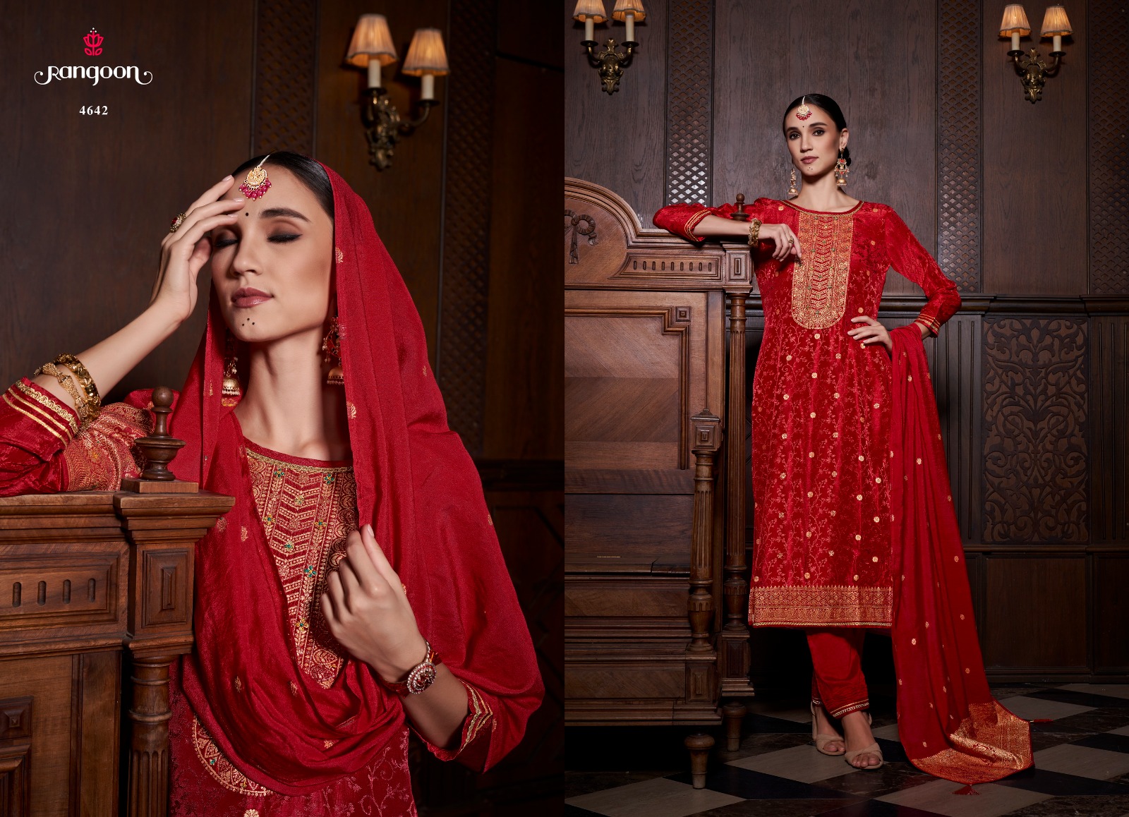 rangoon shagun jecaurd regal look top bottom with dupatta catalog