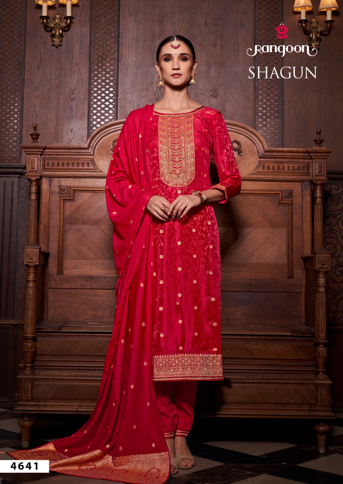 rangoon shagun jecaurd regal look top bottom with dupatta catalog