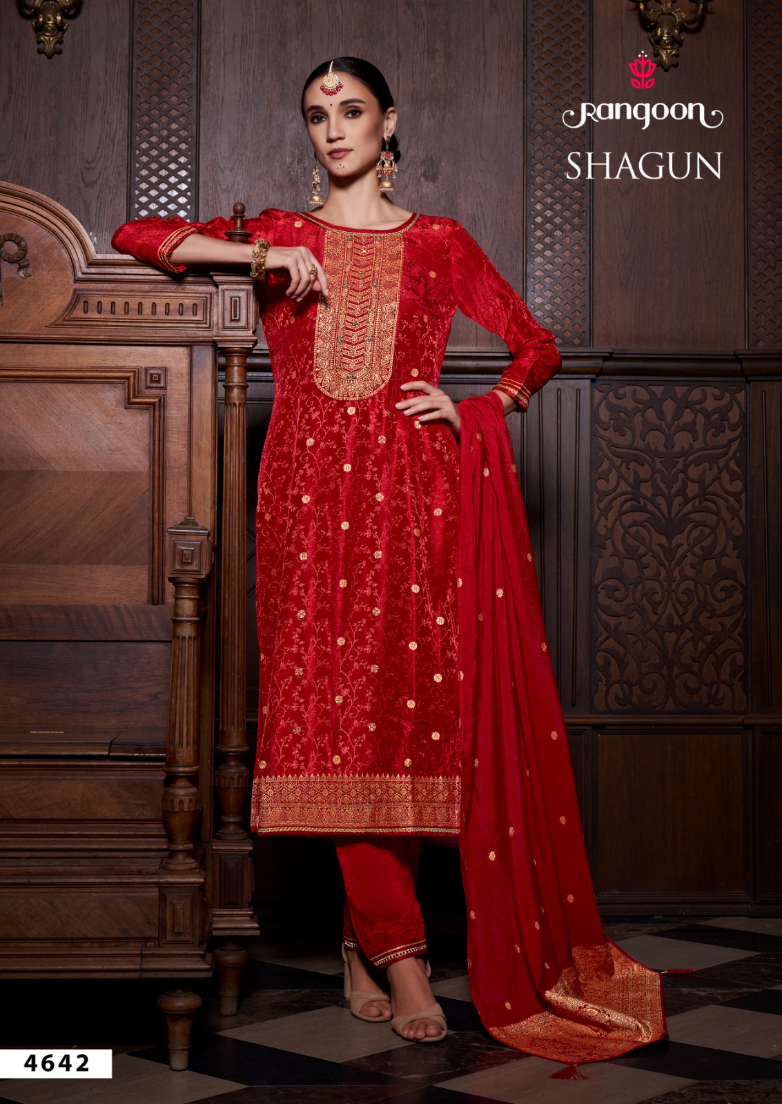 rangoon shagun jecaurd regal look top bottom with dupatta catalog