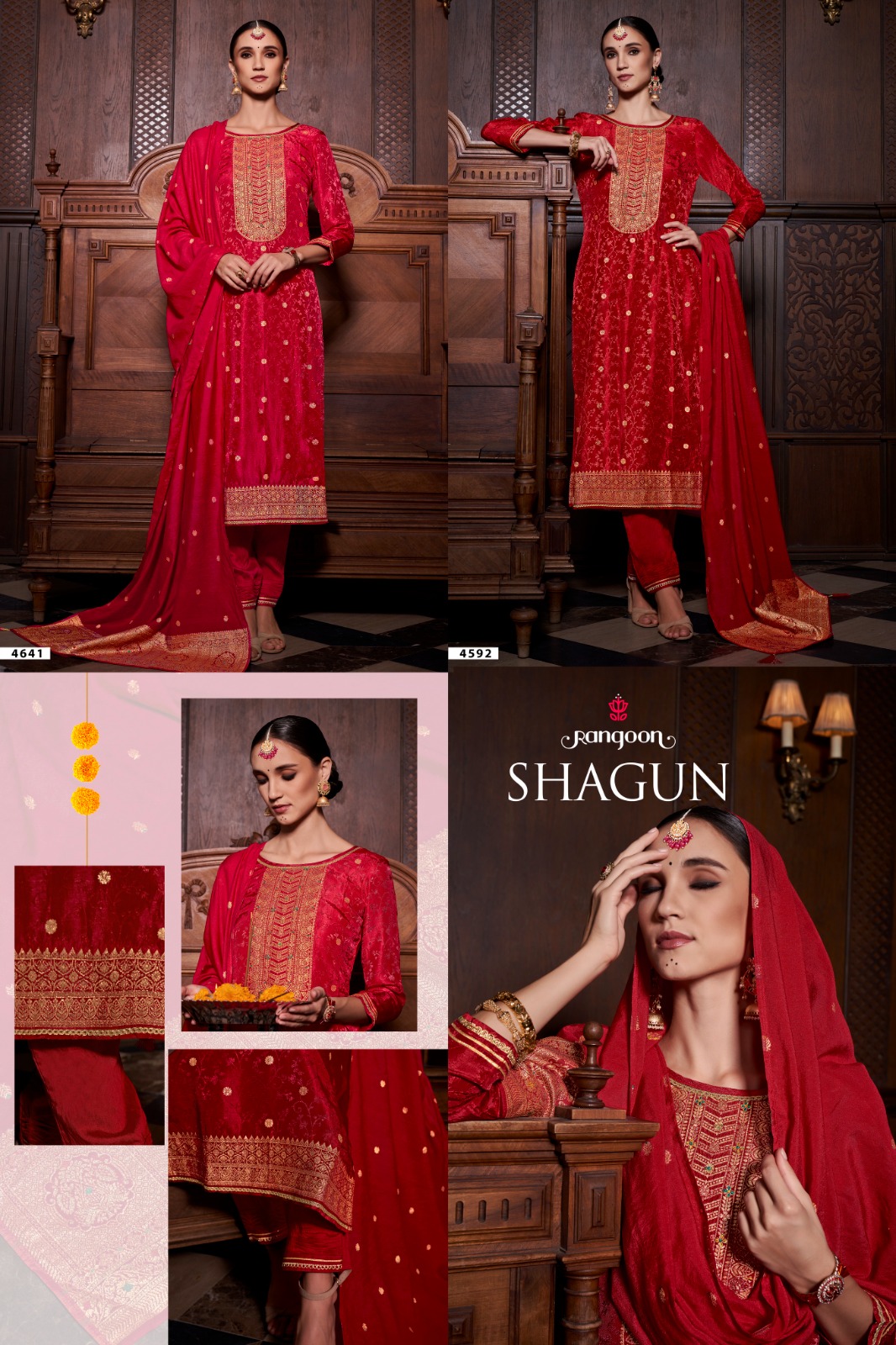 rangoon shagun jecaurd regal look top bottom with dupatta catalog