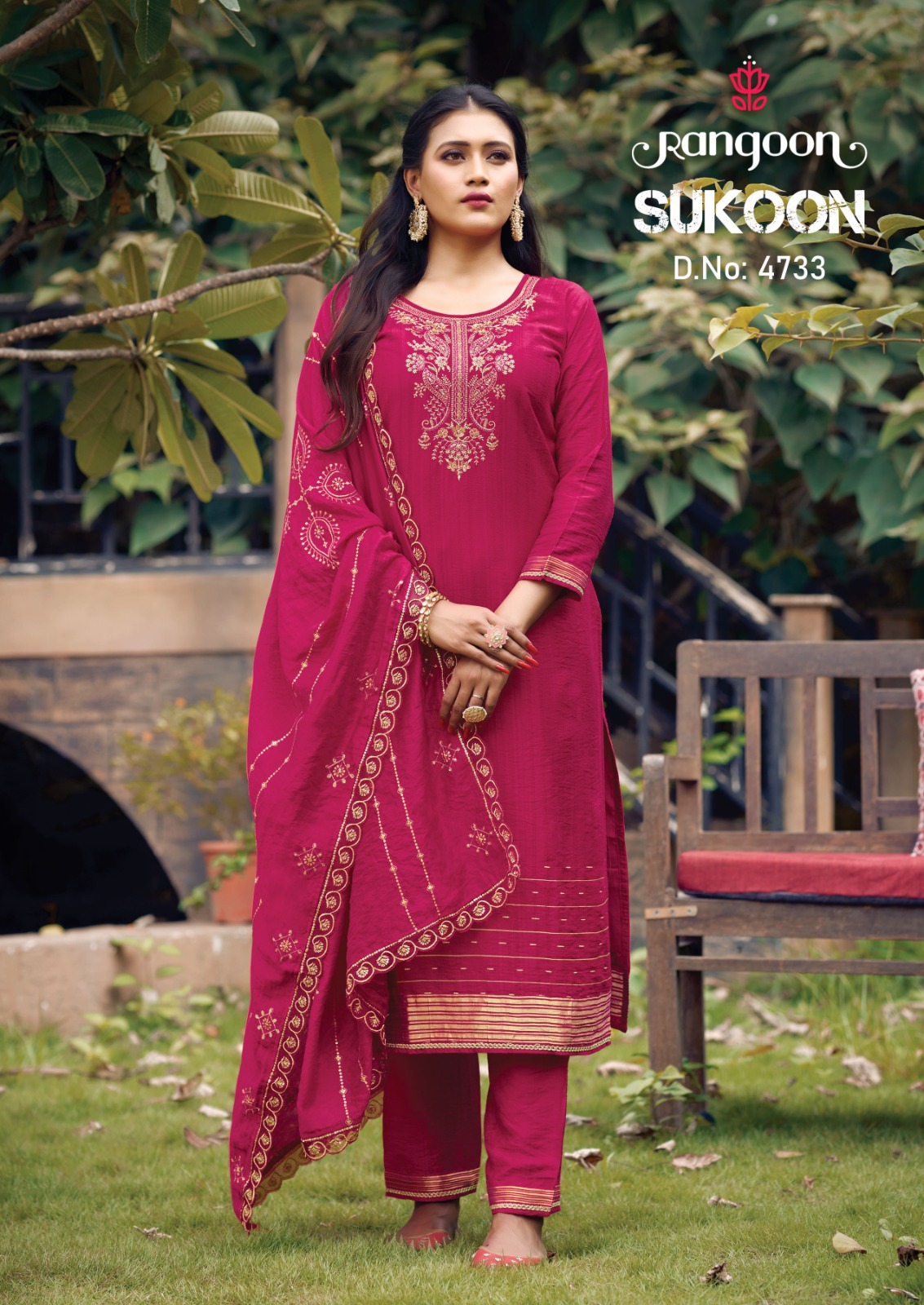 rangoon sukoon jaquard exclusive look kurti bottom with dupatta catalog