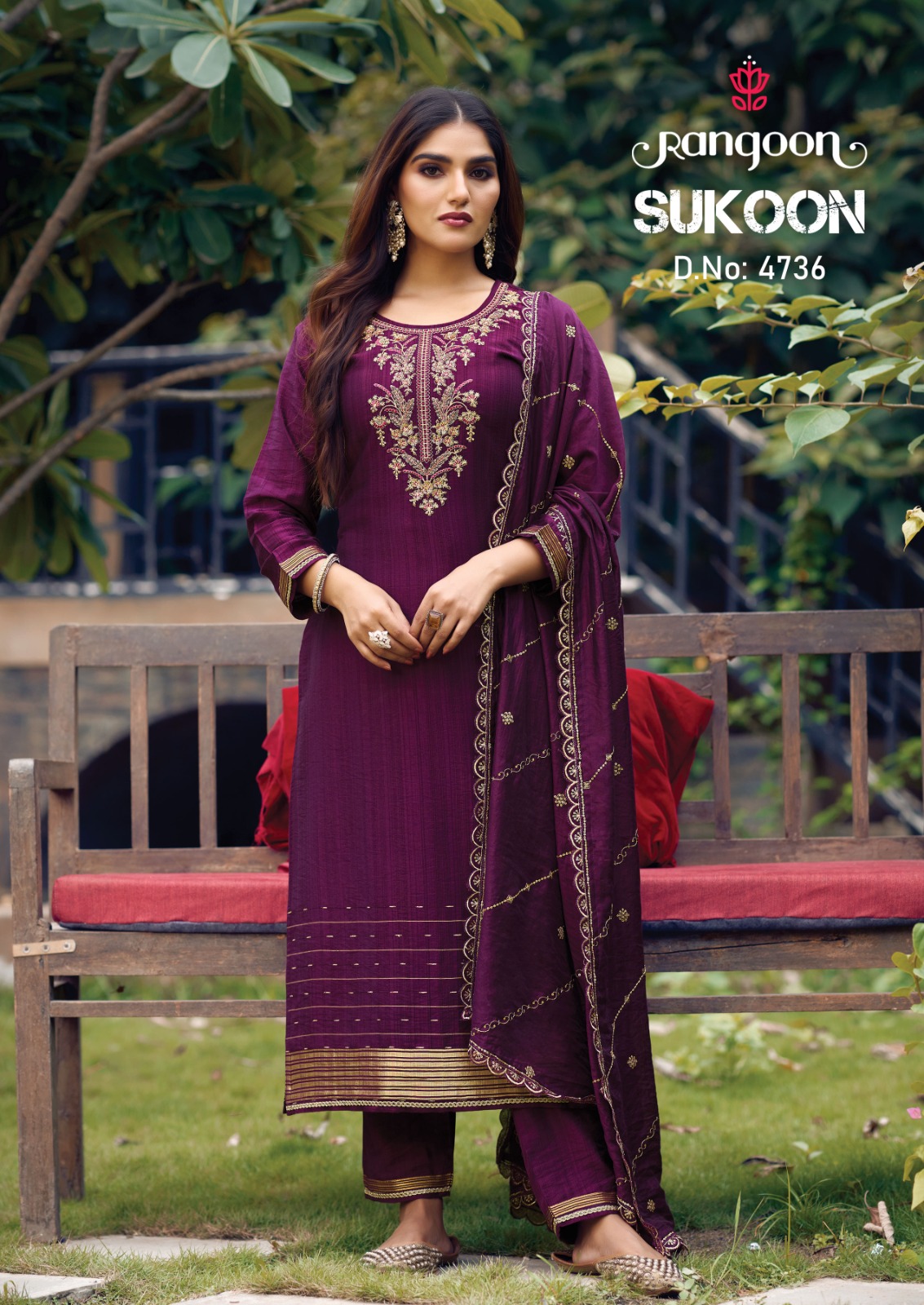 rangoon sukoon jaquard exclusive look kurti bottom with dupatta catalog