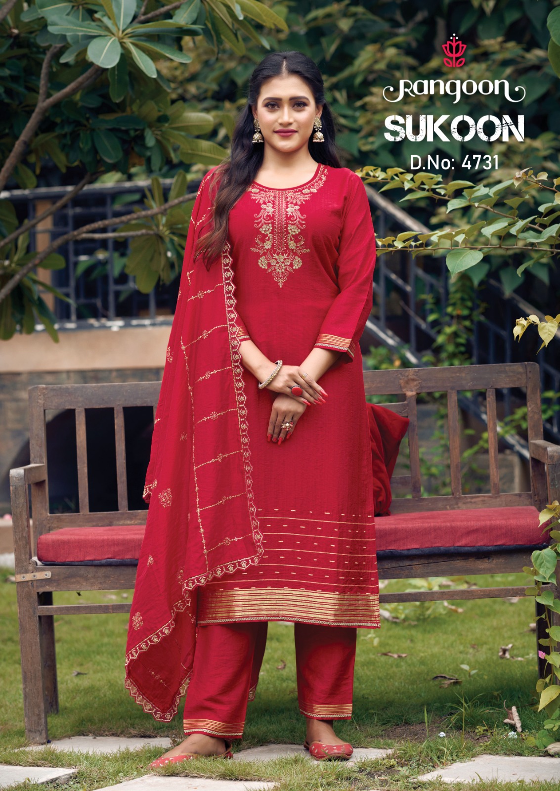 rangoon sukoon jaquard exclusive look kurti bottom with dupatta catalog