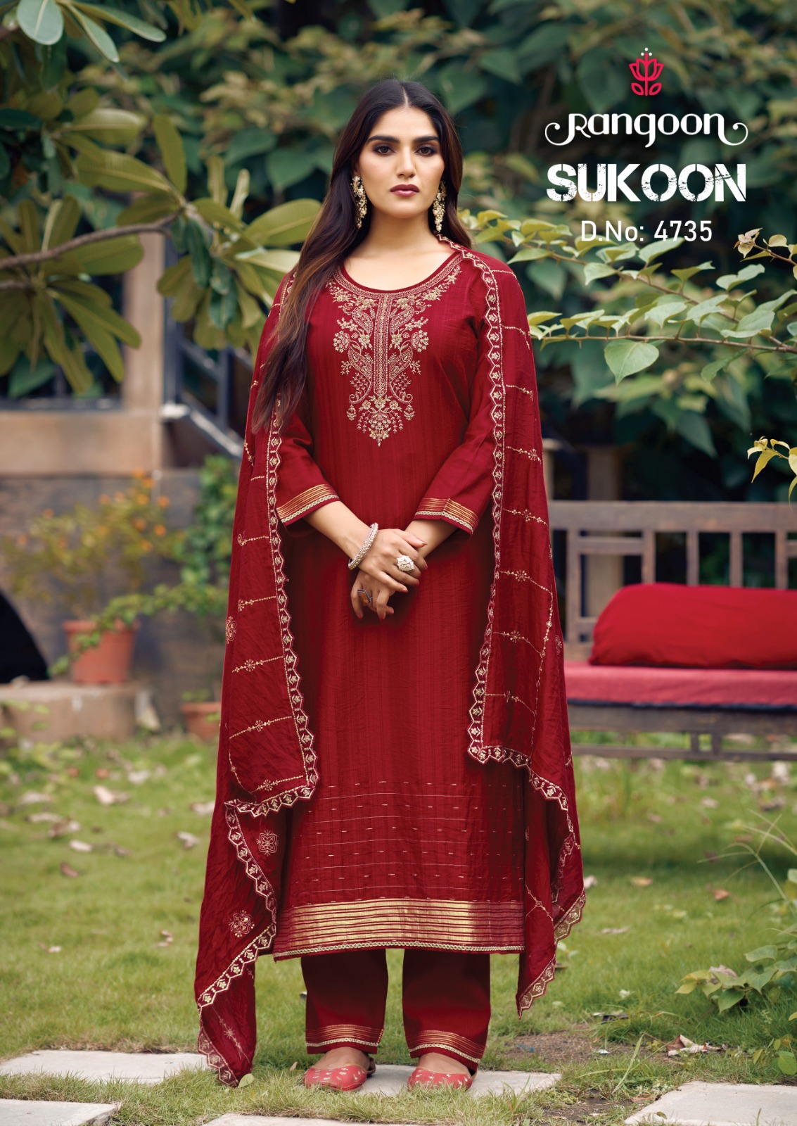 rangoon sukoon jaquard exclusive look kurti bottom with dupatta catalog