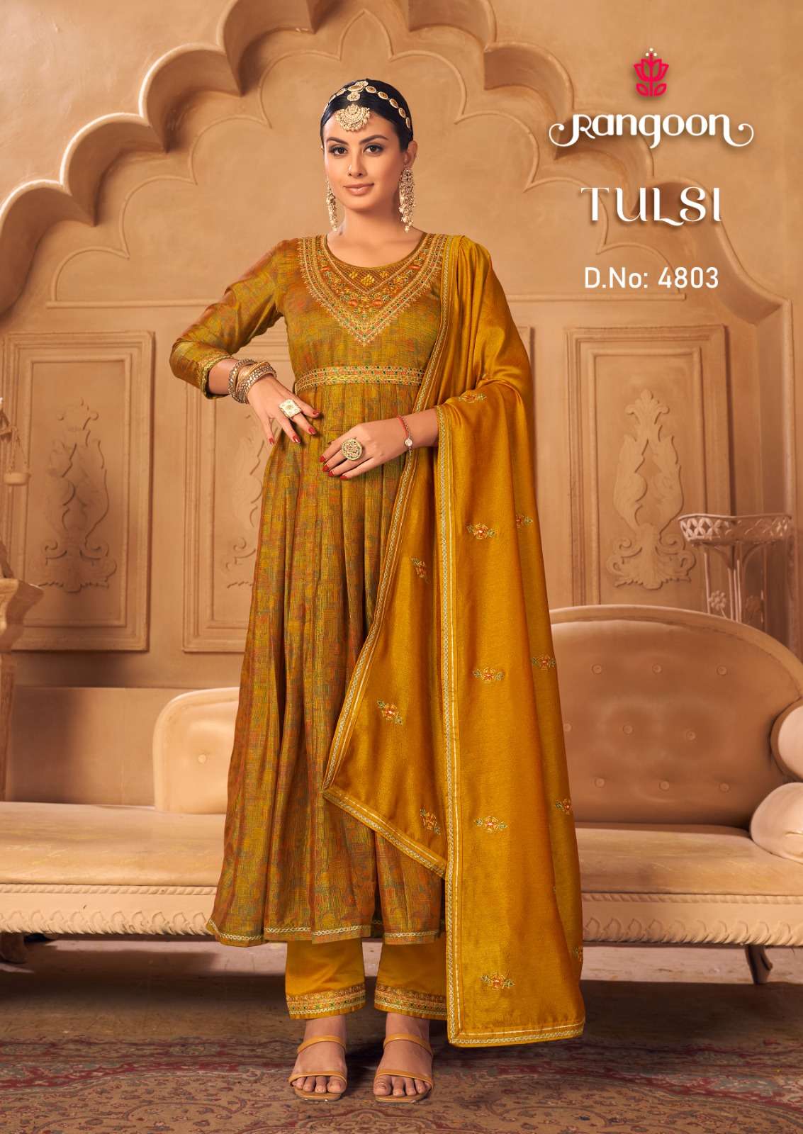 rangoon tulsi silk exclusive print top bottom with dupatta catalog