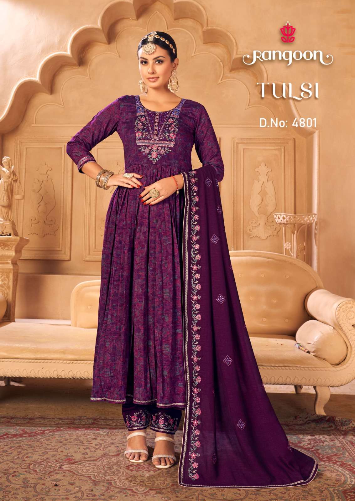 rangoon tulsi silk exclusive print top bottom with dupatta catalog