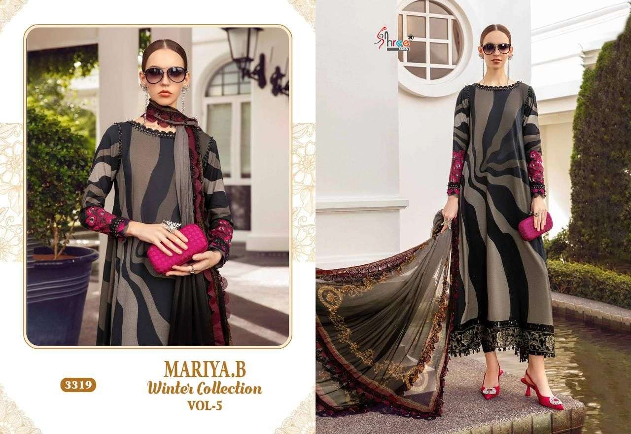 shree fabs maria b winter collection 5 pure pashmina graceful look salwar suit catalog