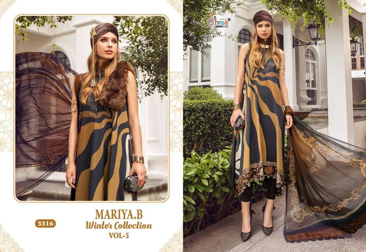 shree fabs maria b winter collection 5 pure pashmina graceful look salwar suit catalog