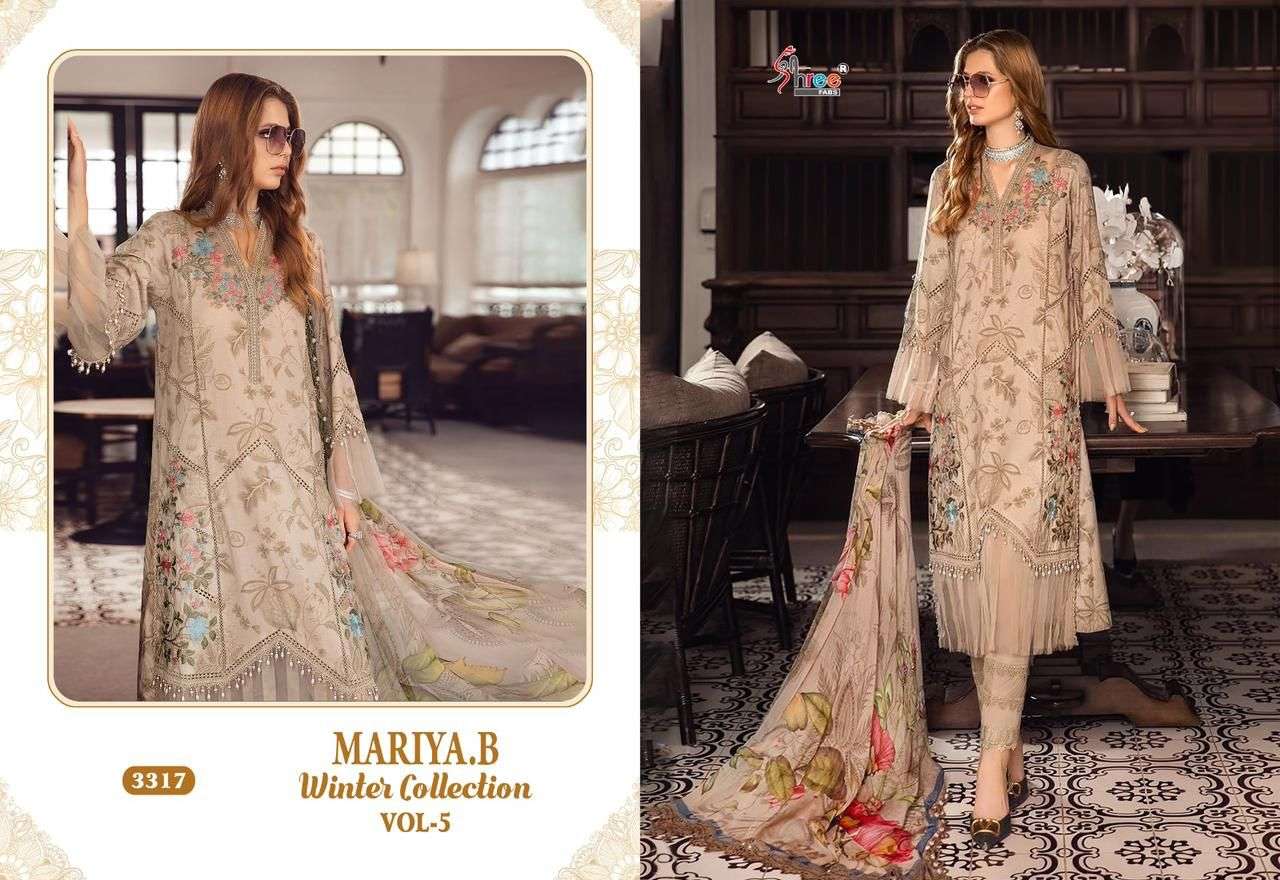 shree fabs maria b winter collection 5 pure pashmina graceful look salwar suit catalog