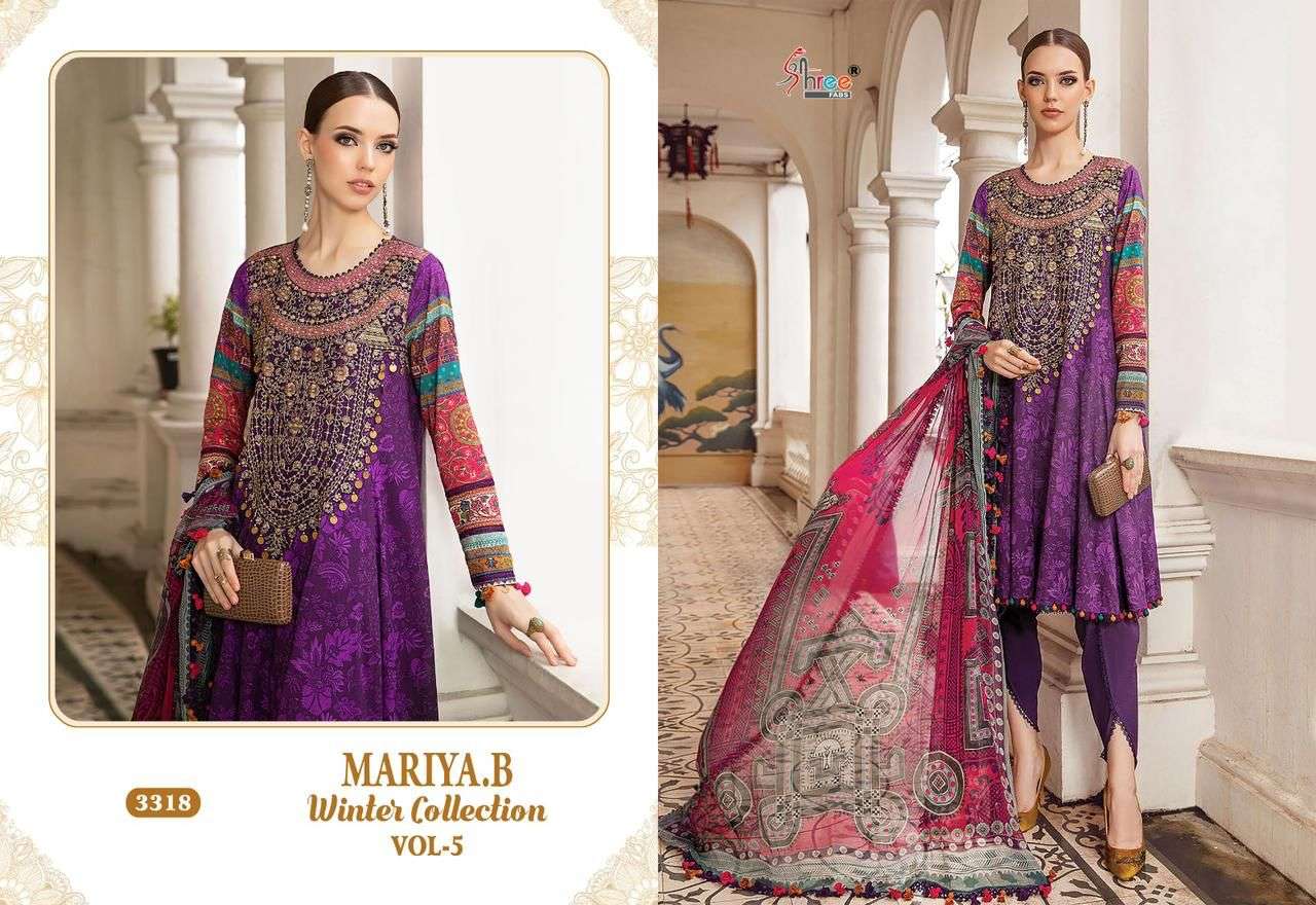 shree fabs maria b winter collection 5 pure pashmina graceful look salwar suit catalog